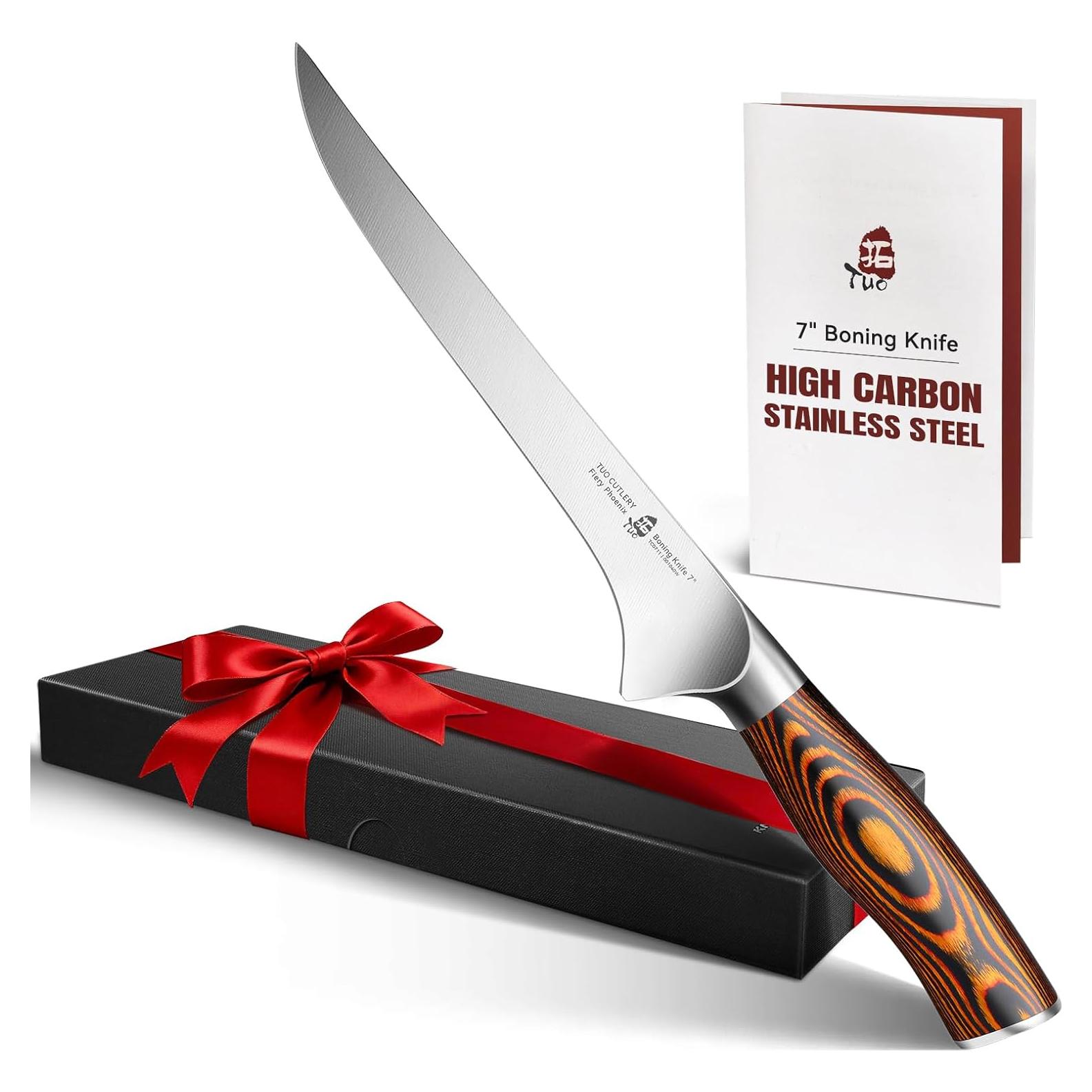 Cuchillo de Deshuesar TUO 17.78 cm Acero Alto Carbono Pakkawood