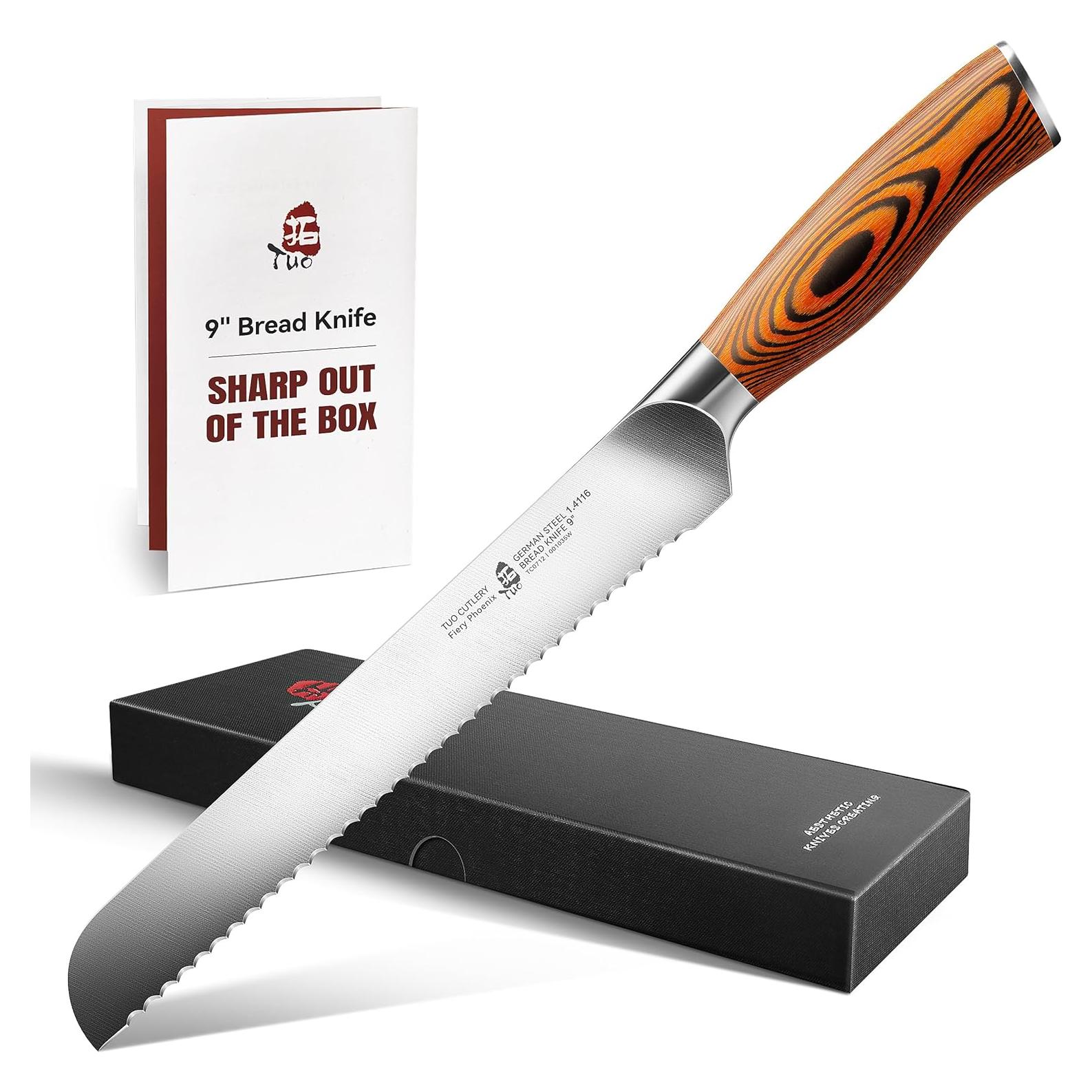 Cuchillo de Pan TUO 22.86 cm Acero Alto Carbono Mango Ergonómico