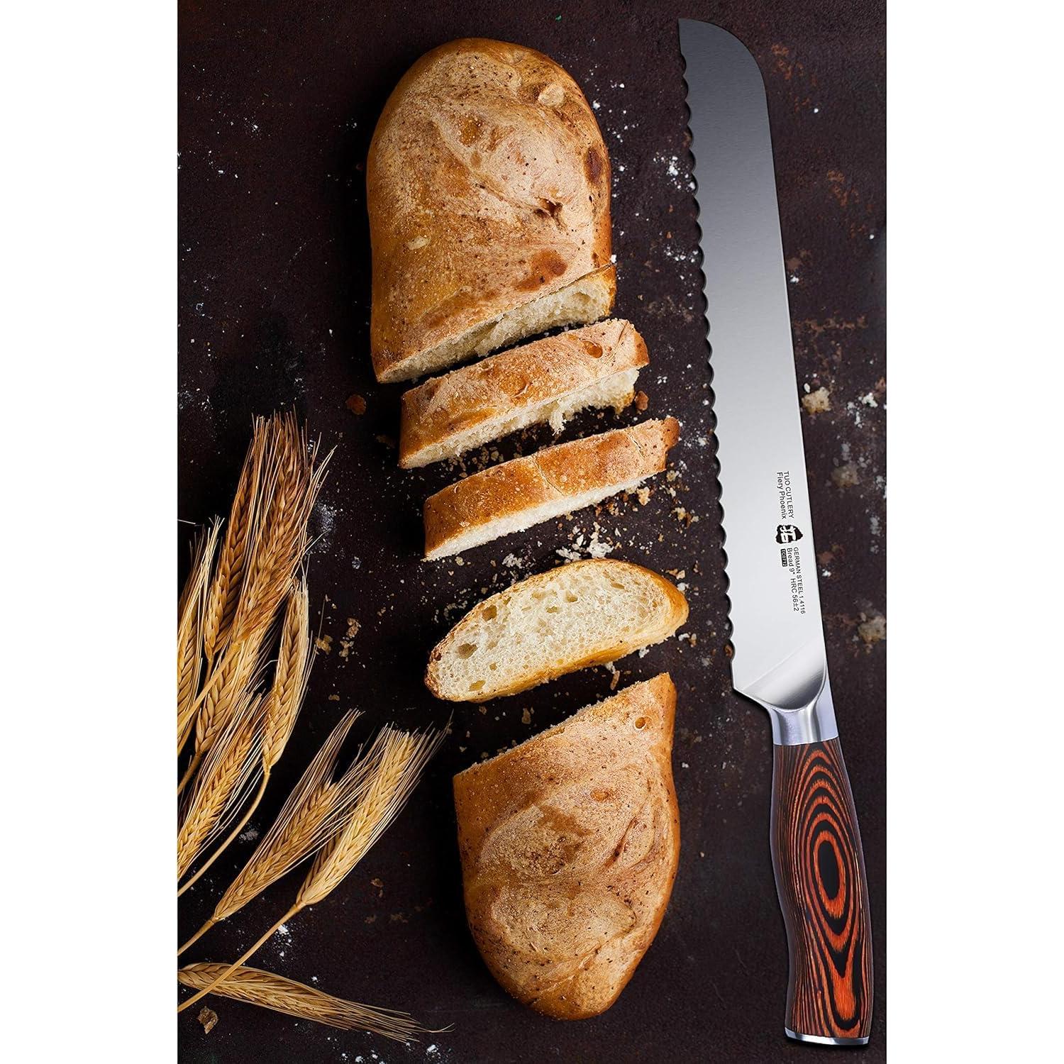 Cuchillo de Pan TUO 22.86 cm Acero Alto Carbono Mango Ergonómico