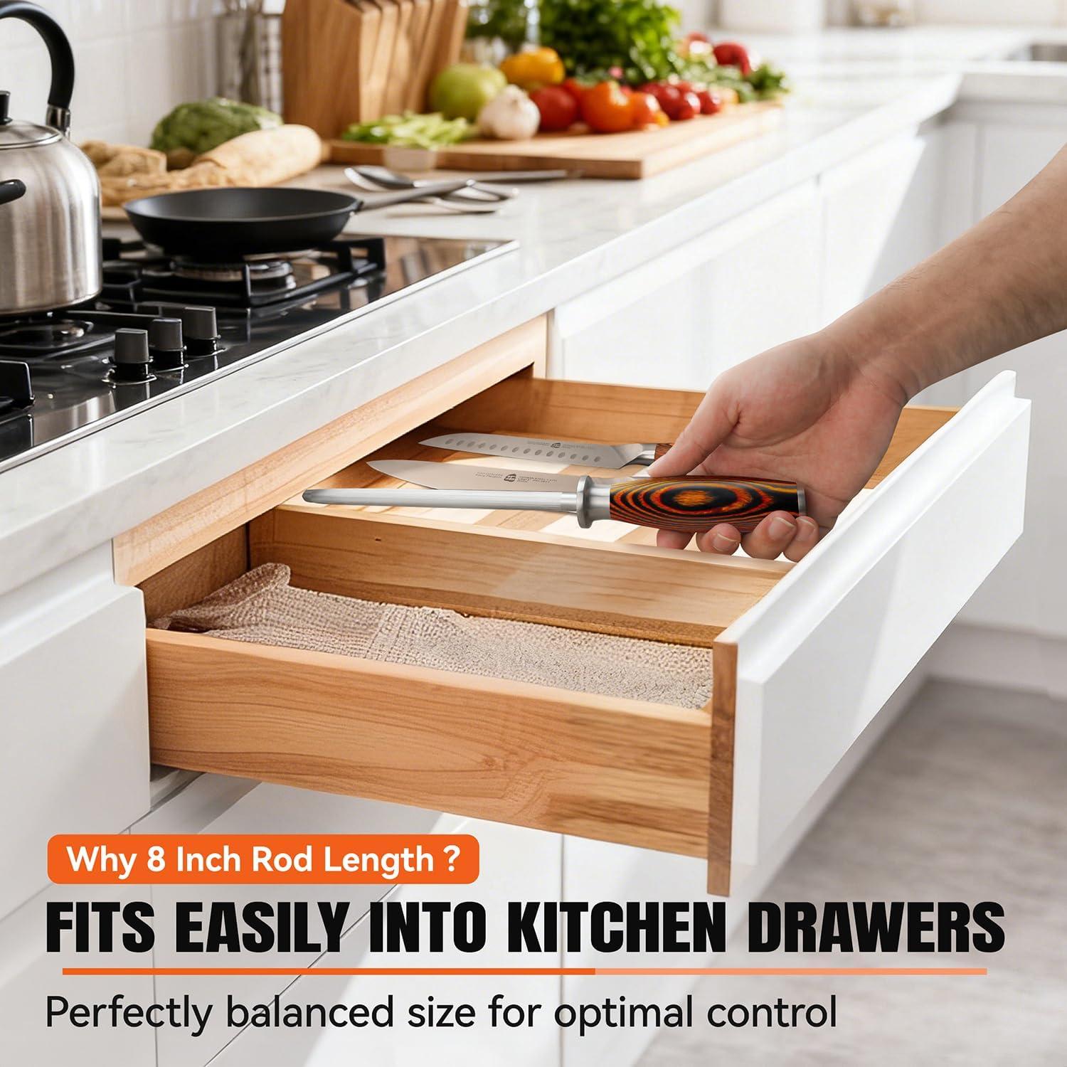 Varilla de Afilado TUO 20.32 cm Acero Alto Carbono Mango Ergonómico