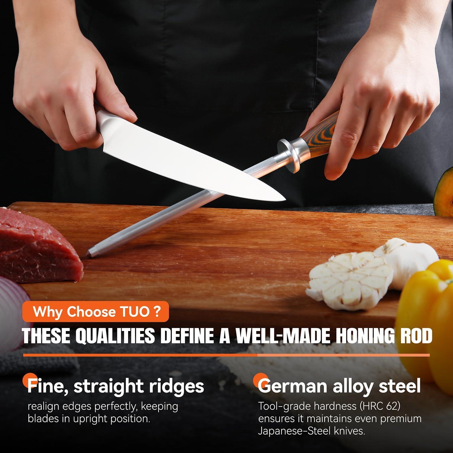 Varilla de Afilado TUO 20.32 cm Acero Alto Carbono Mango Ergonómico