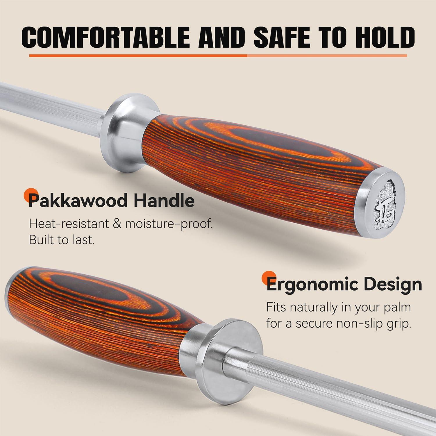 Varilla de Afilado TUO 20.32 cm Acero Alto Carbono Mango Ergonómico