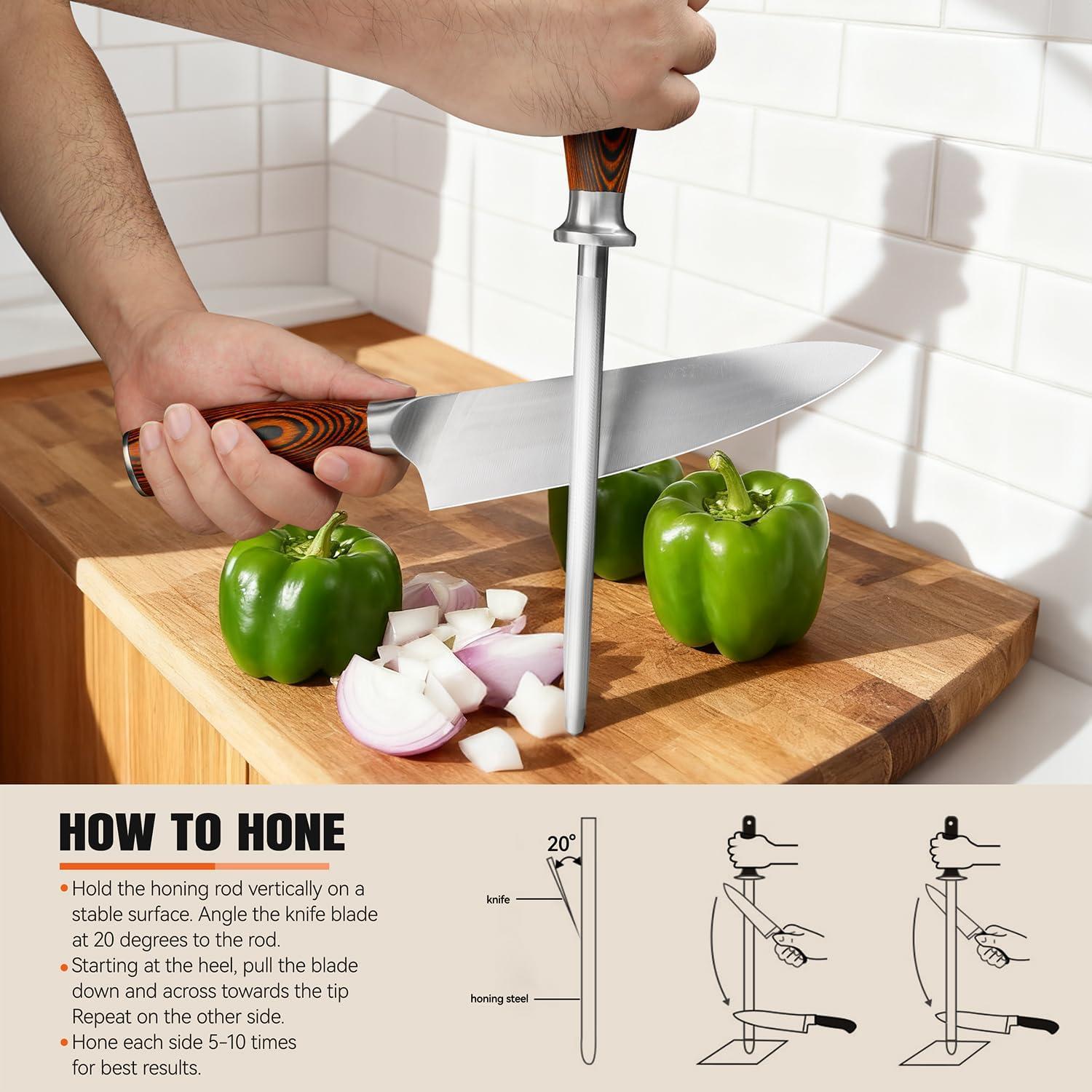 Varilla de Afilado TUO 20.32 cm Acero Alto Carbono Mango Ergonómico