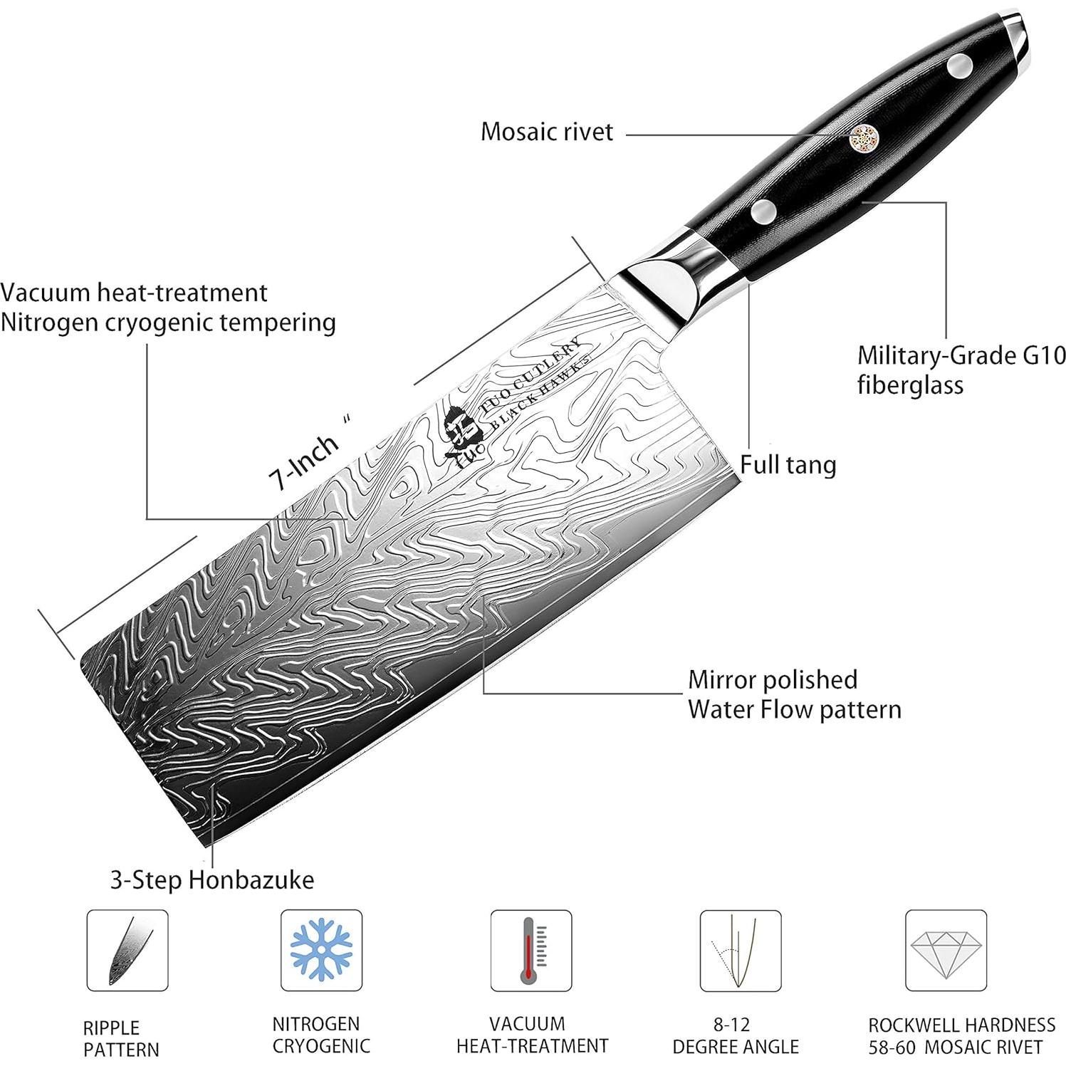 Cuchillo Cleaver Chino TUO 17.78 cm Acero Inoxidable G10