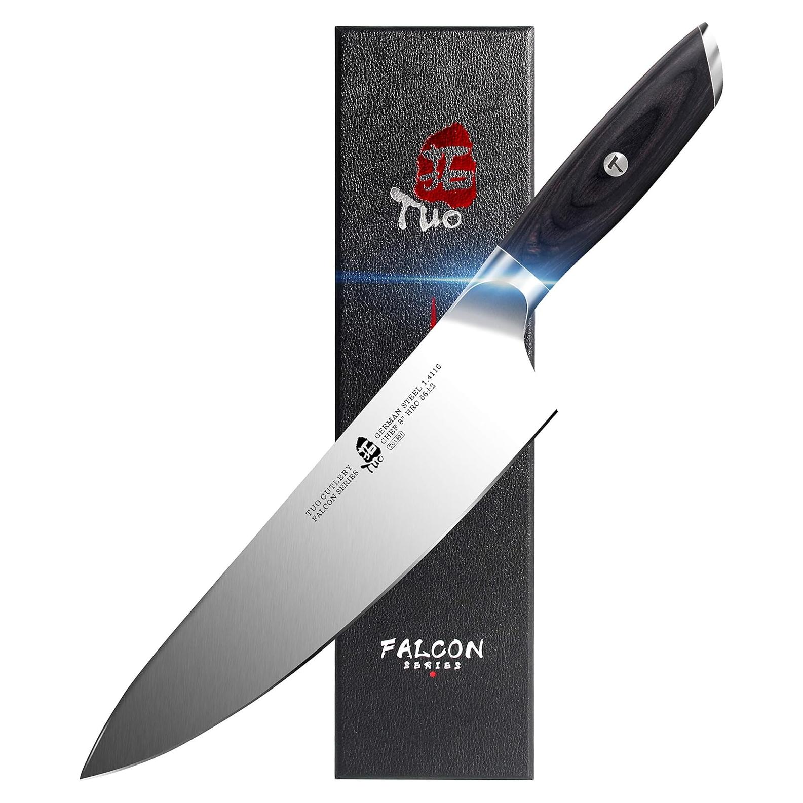 Cuchillo de Chef TUO Gyuto 20.32 cm Acero Alto Carbono Serie Falcon