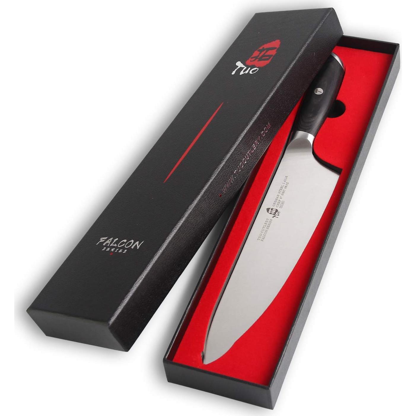 Cuchillo de Chef TUO Gyuto 20.32 cm Acero Alto Carbono Serie Falcon
