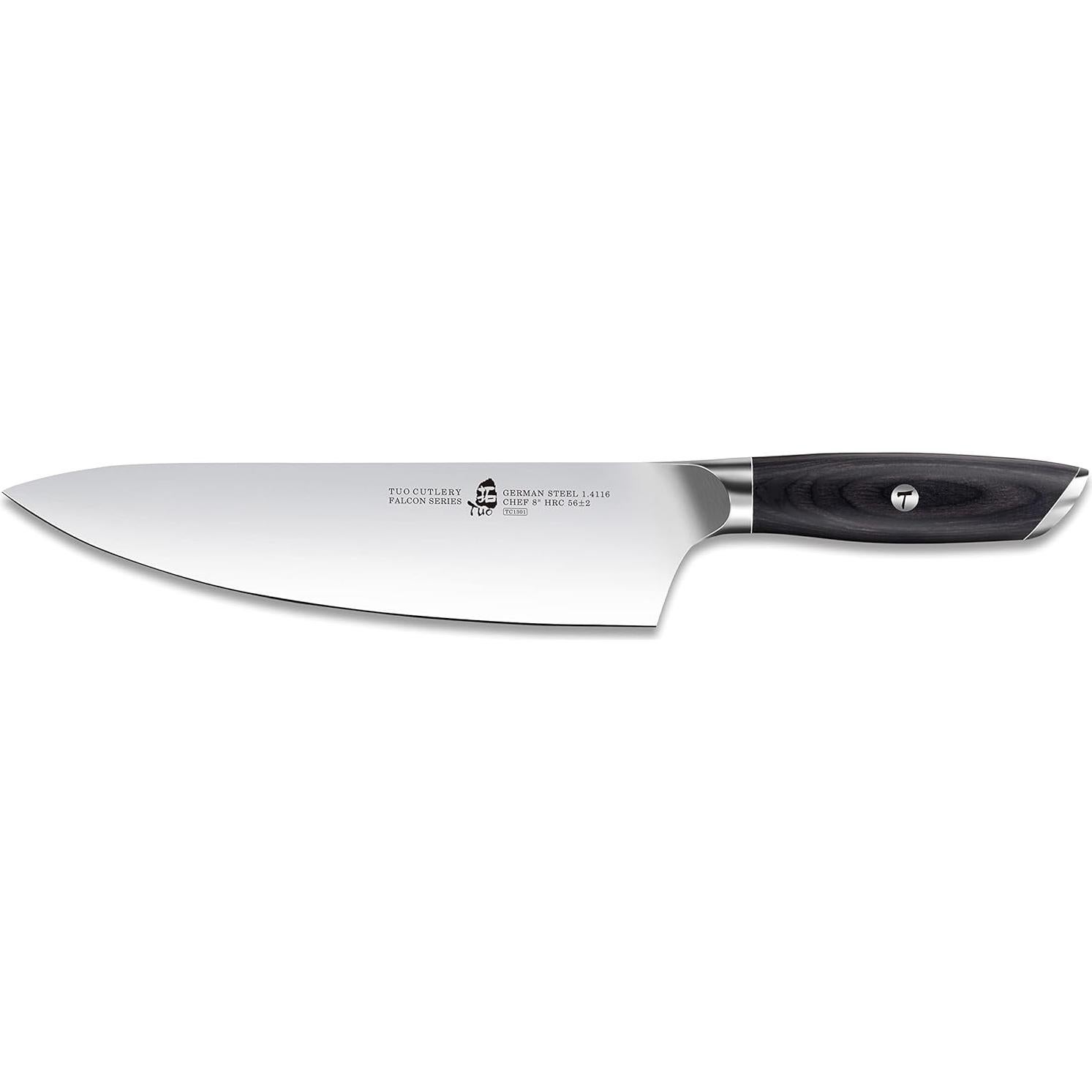 Cuchillo de Chef TUO Gyuto 20.32 cm Acero Alto Carbono Serie Falcon