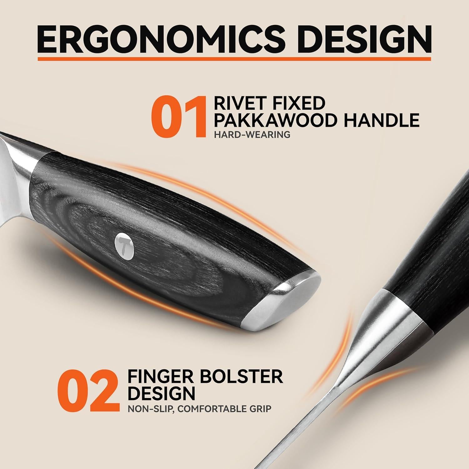 Cuchillo de Pan TUO 25 cm Serrado Acero Alemán Pakkawood