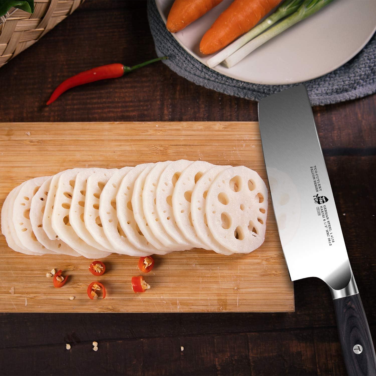 Cuchillo Nakiri TUO Falcon 16.5 cm Acero Alto Carbono Pakkawood