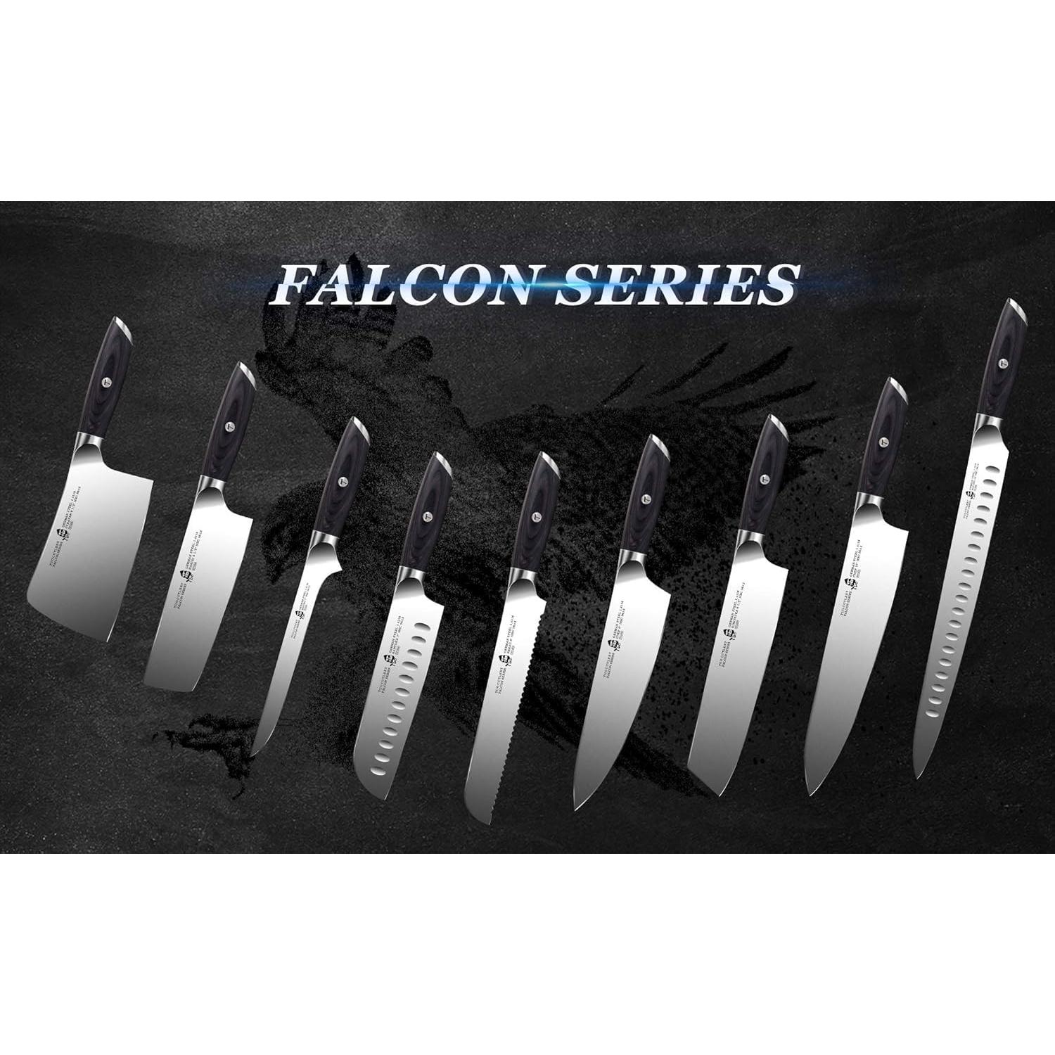 Cuchillo Nakiri TUO Falcon 16.5 cm Acero Alto Carbono Pakkawood