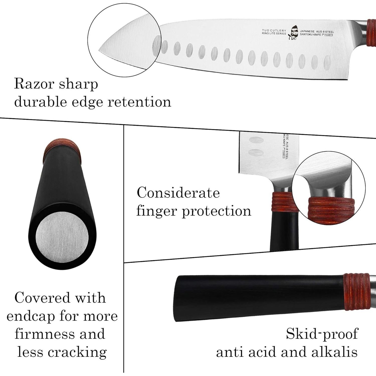 Cuchillo Santoku TUO Pro 17.78 cm Acero Inoxidable AUS-8