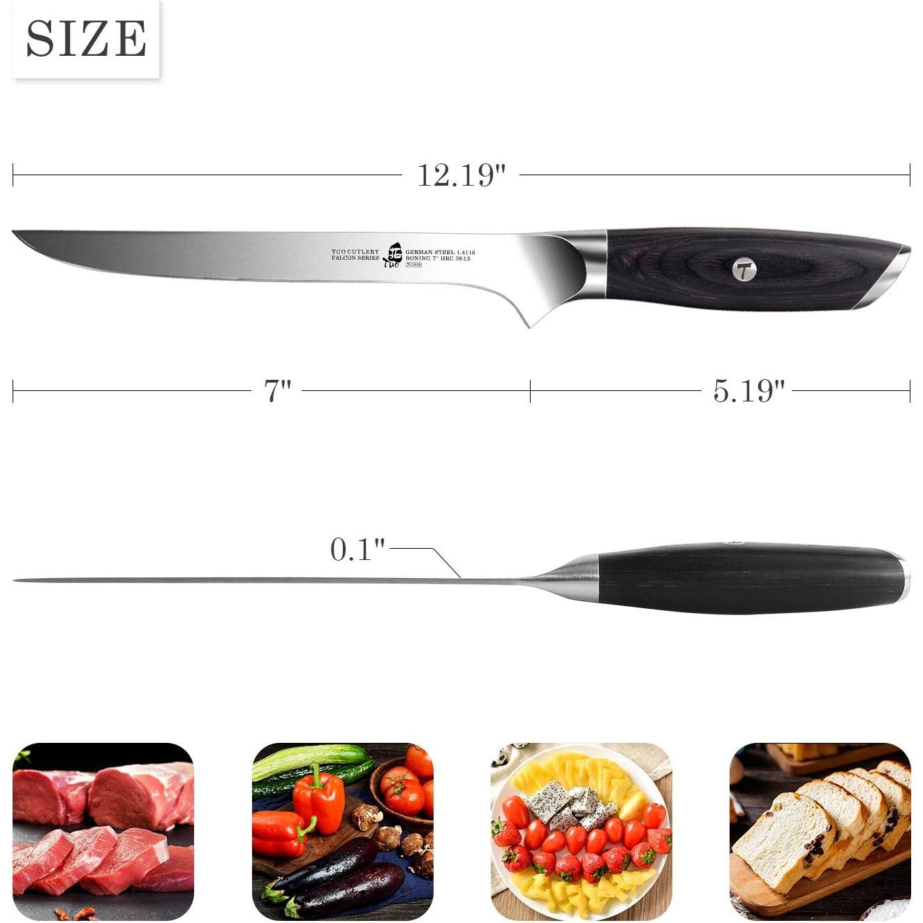 Cuchillo de Deshuesar TUO 17.78 cm Acero Alemán Pakkawood