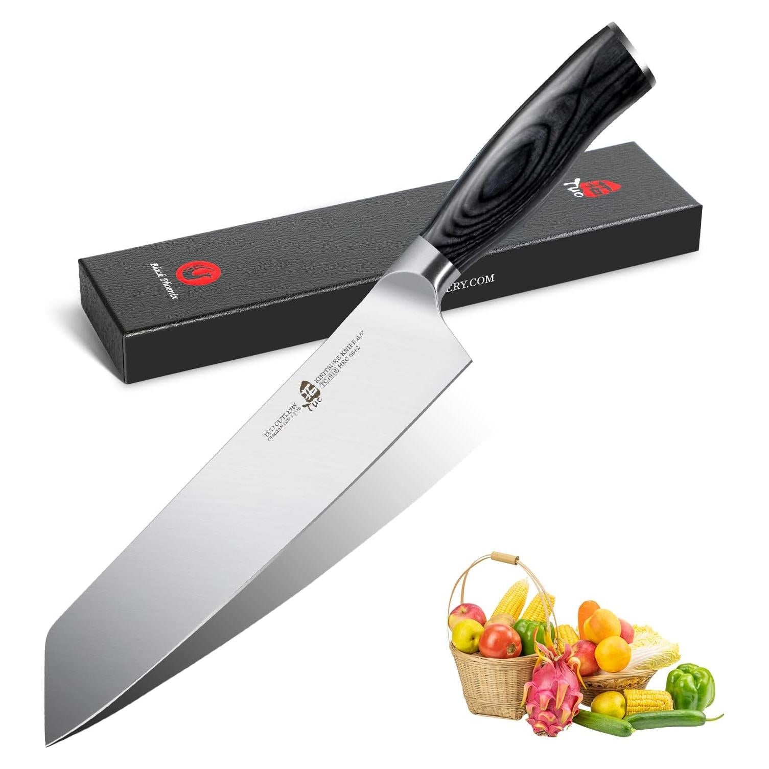 Cuchillo Kiritsuke TUO Fénix 21.6 cm Acero Inoxidable Negro