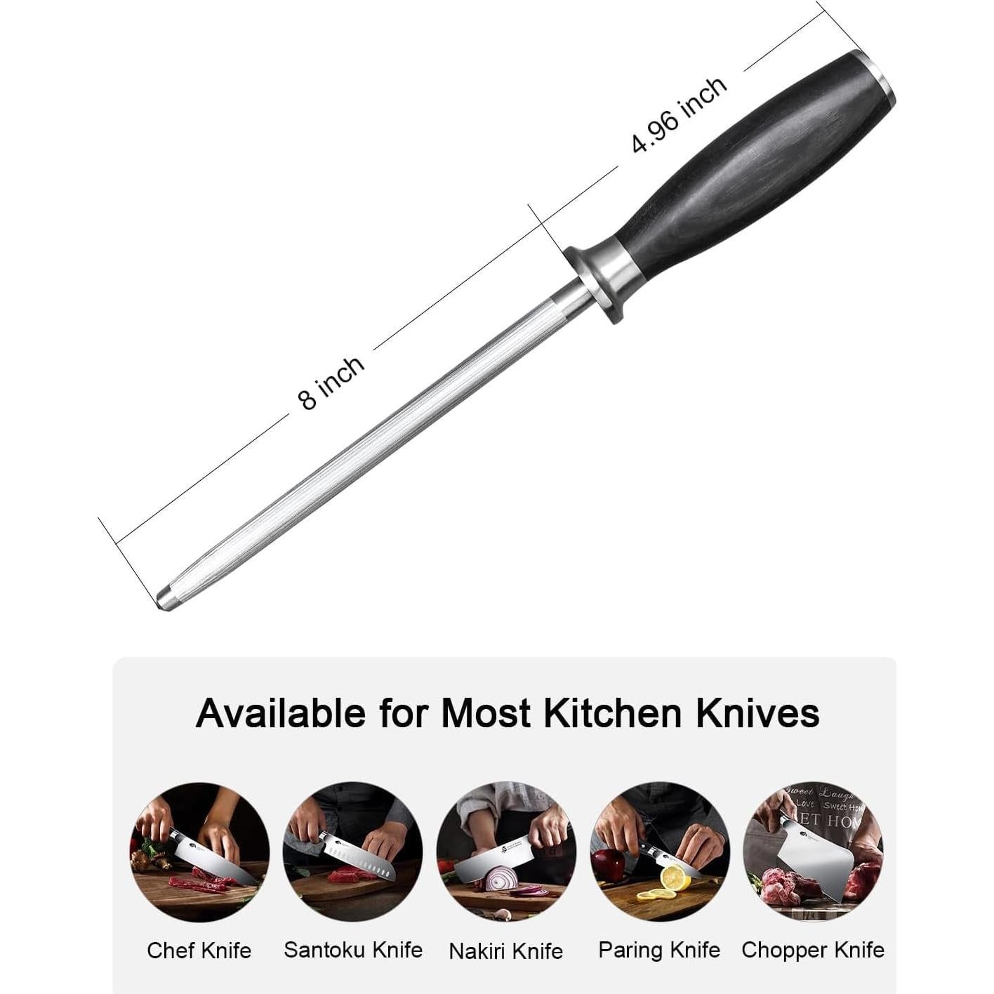 Varilla de Afilado TUO 20.32 cm Acero Alemán Mango Pakkawood