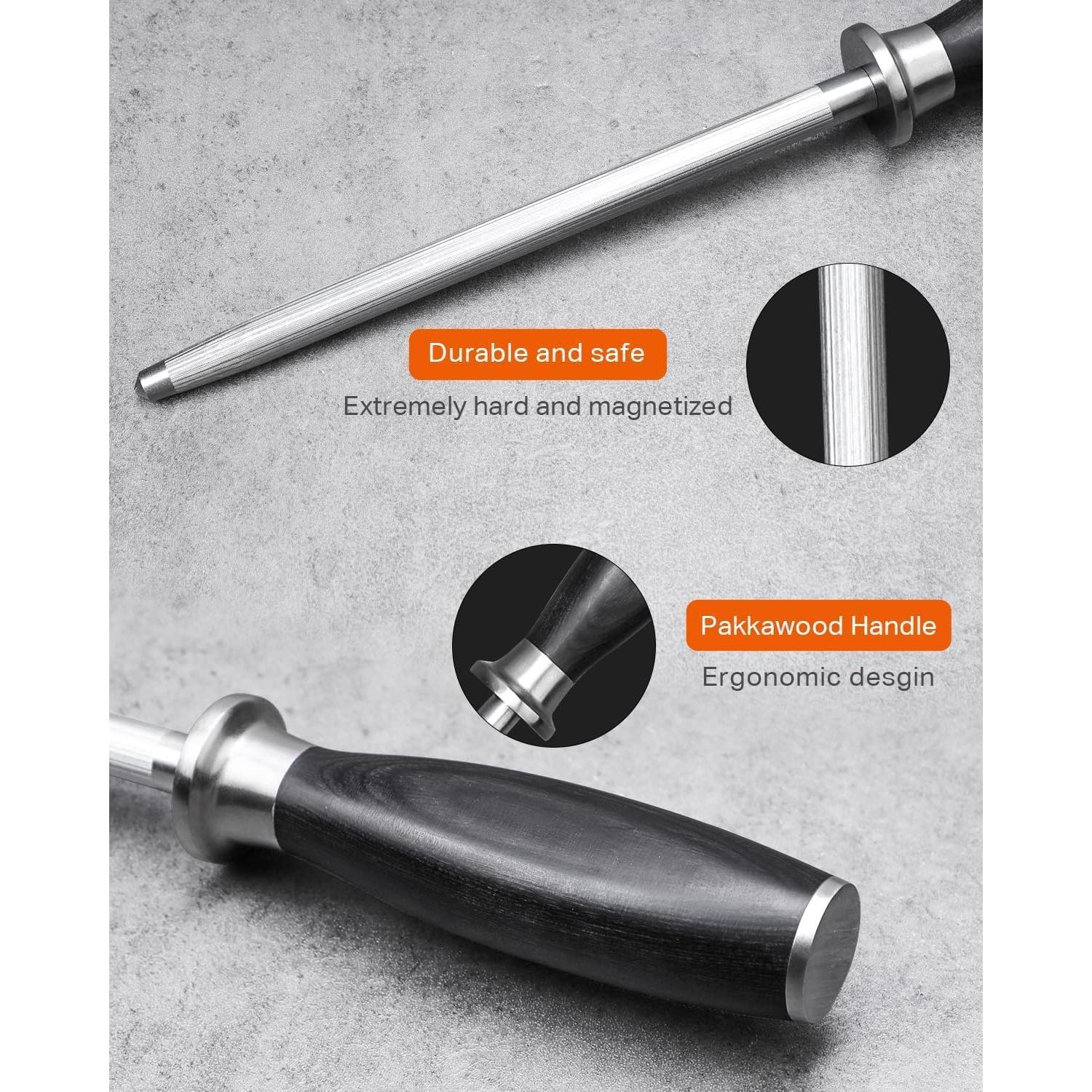 Varilla de Afilado TUO 20.32 cm Acero Alemán Mango Pakkawood