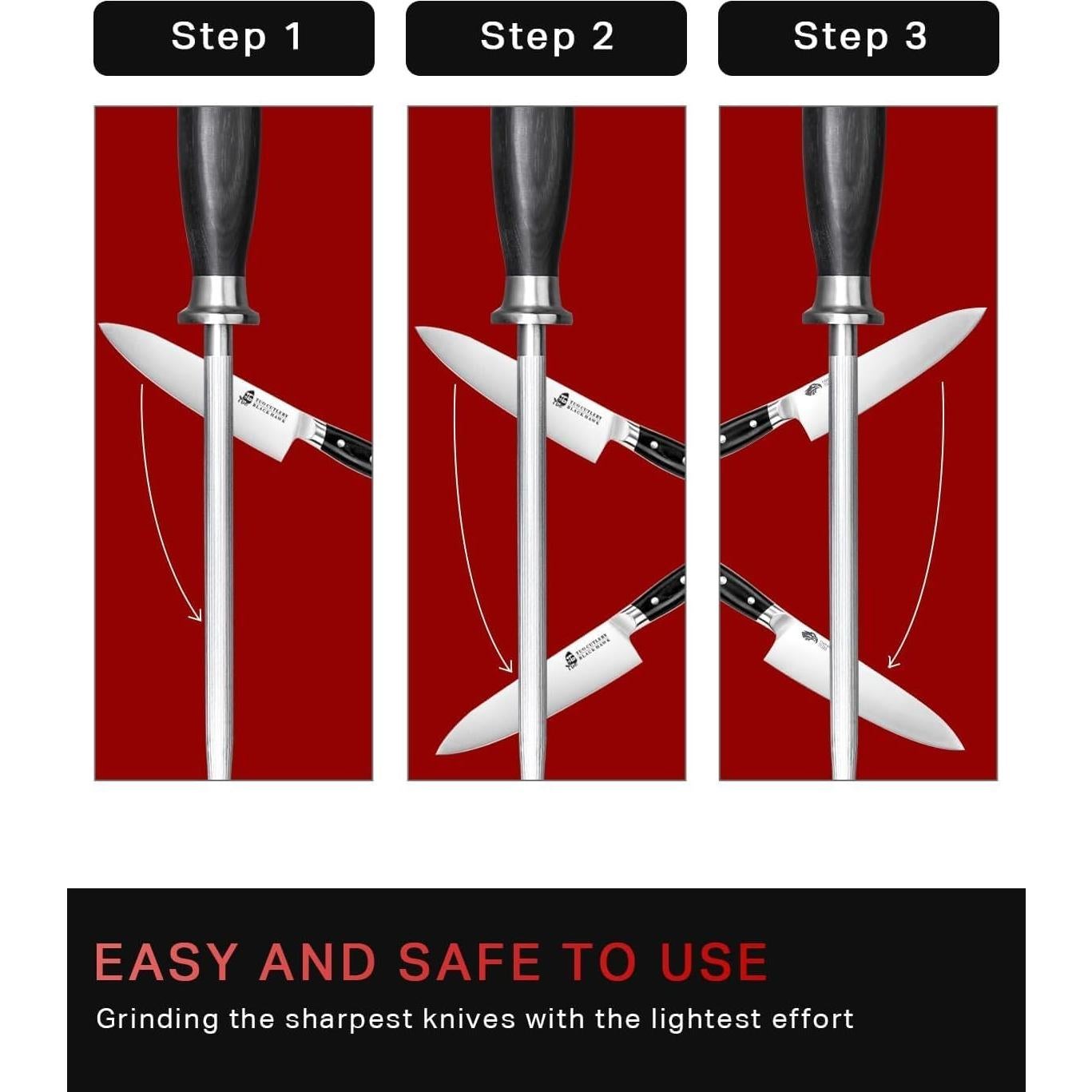 Varilla de Afilado TUO 20.32 cm Acero Alemán Mango Pakkawood