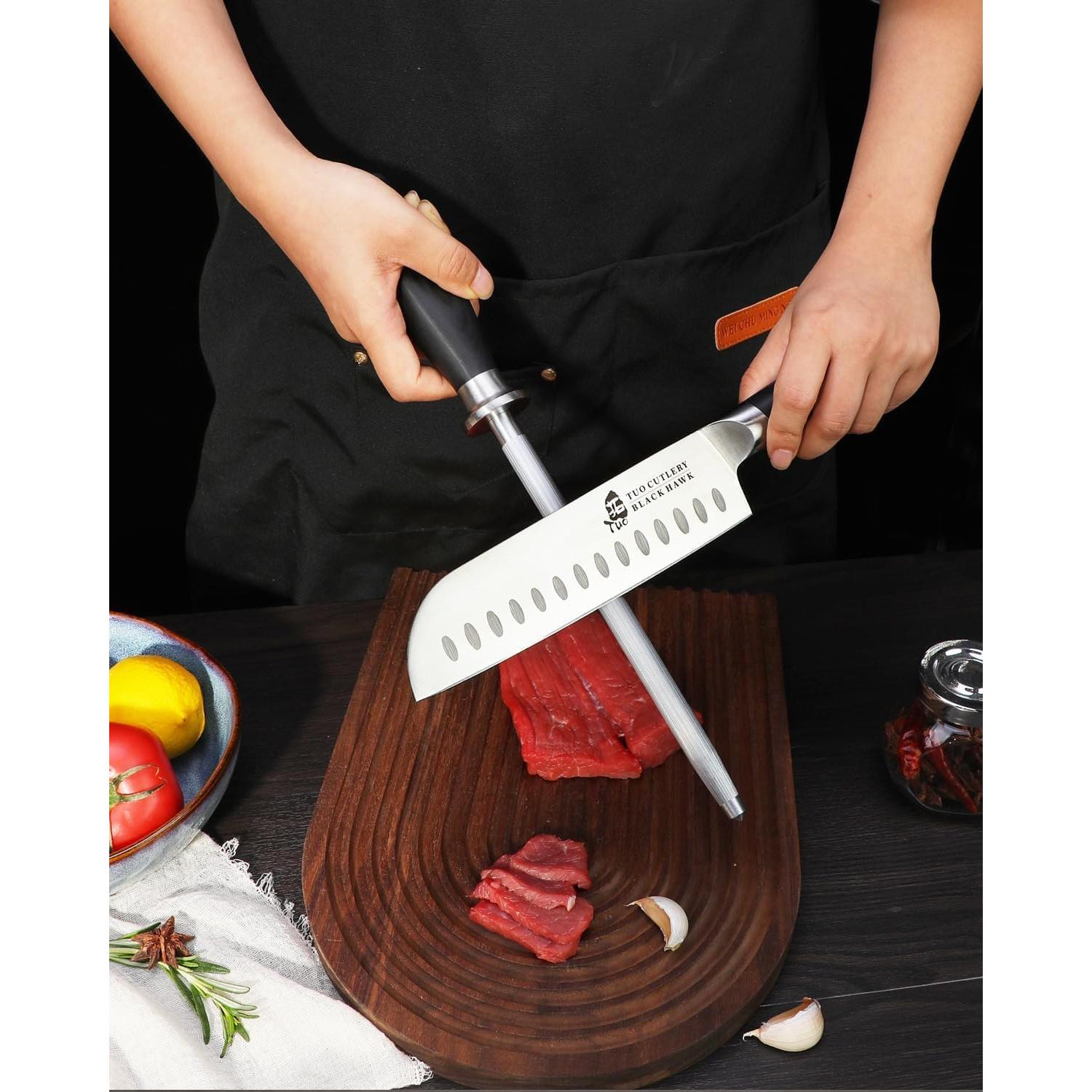 Varilla de Afilado TUO 20.32 cm Acero Alemán Mango Pakkawood