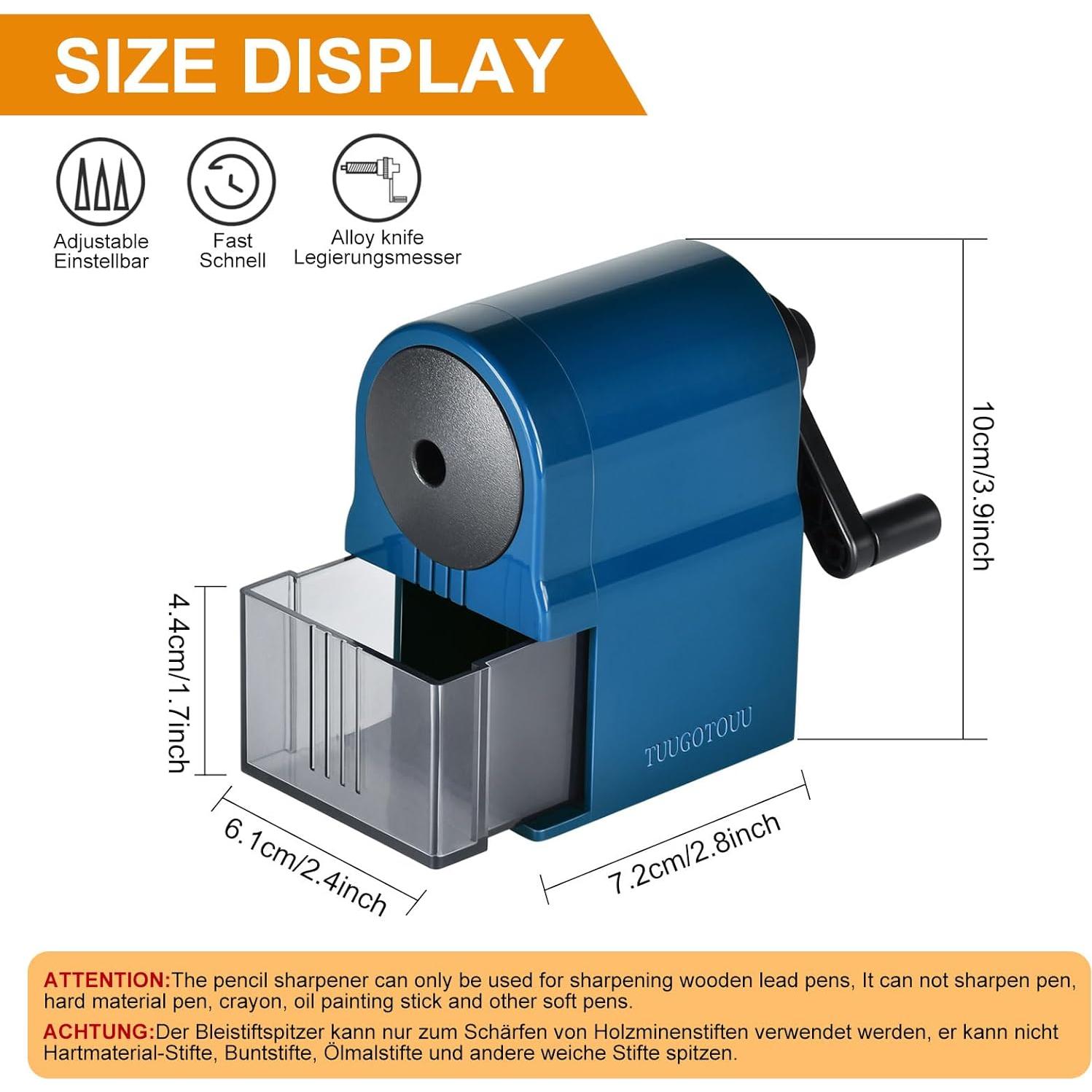 Sacapuntas Manual Ajustable TUUGOTOUU Azul 5 Grosores