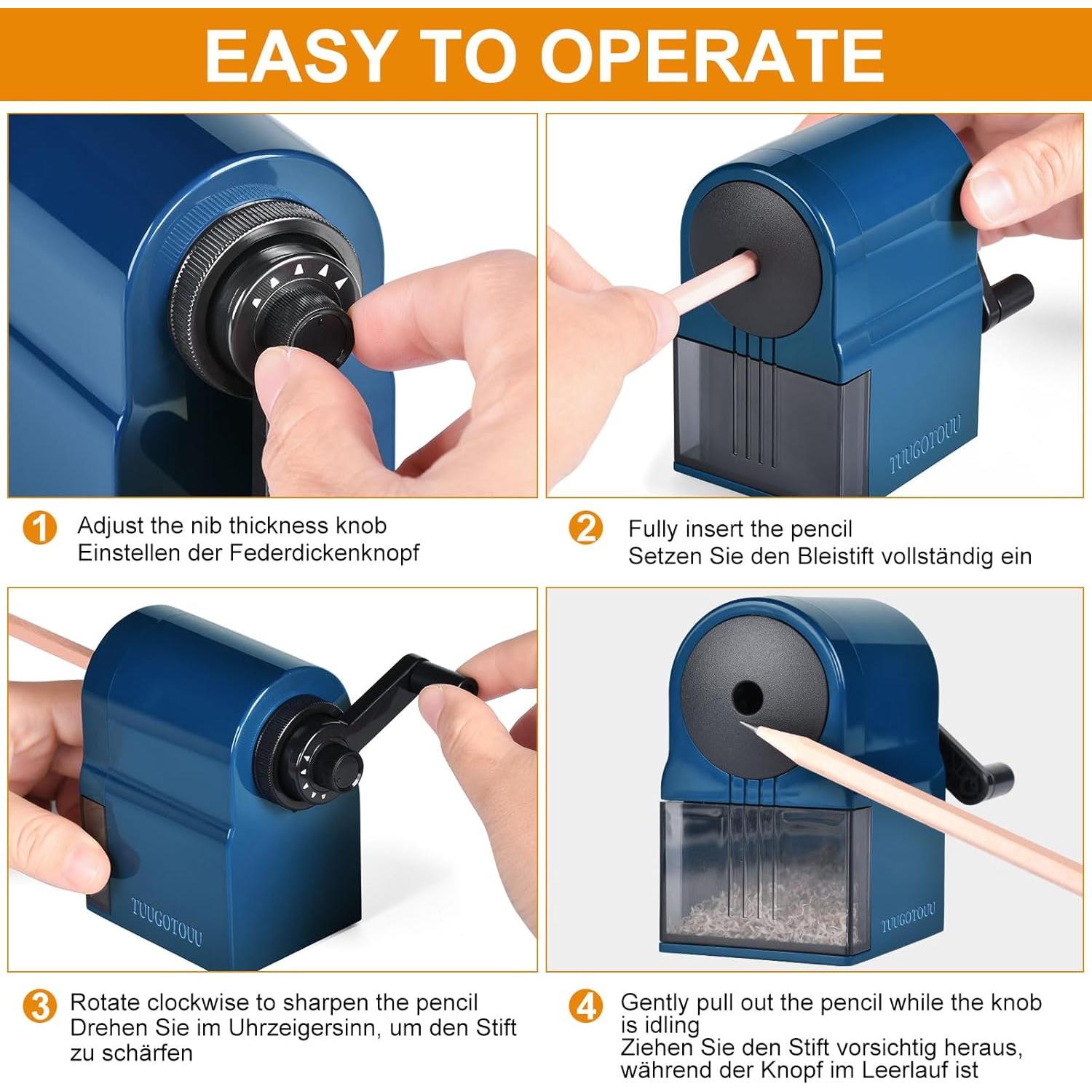 Sacapuntas Manual Ajustable TUUGOTOUU Azul 5 Grosores