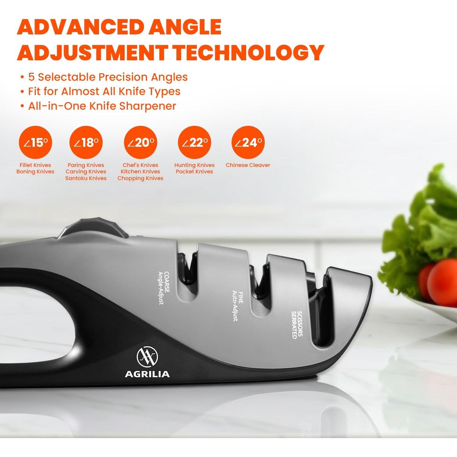 Afilador de cuchillos Agrilia RM0066 con cuchillo de chef