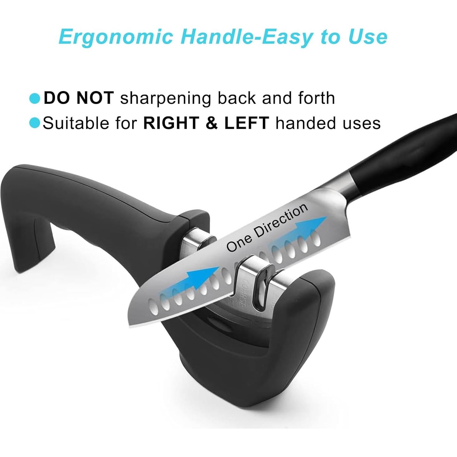 Afilador de cuchillos de cocina XYJNYO 3 etapas negro