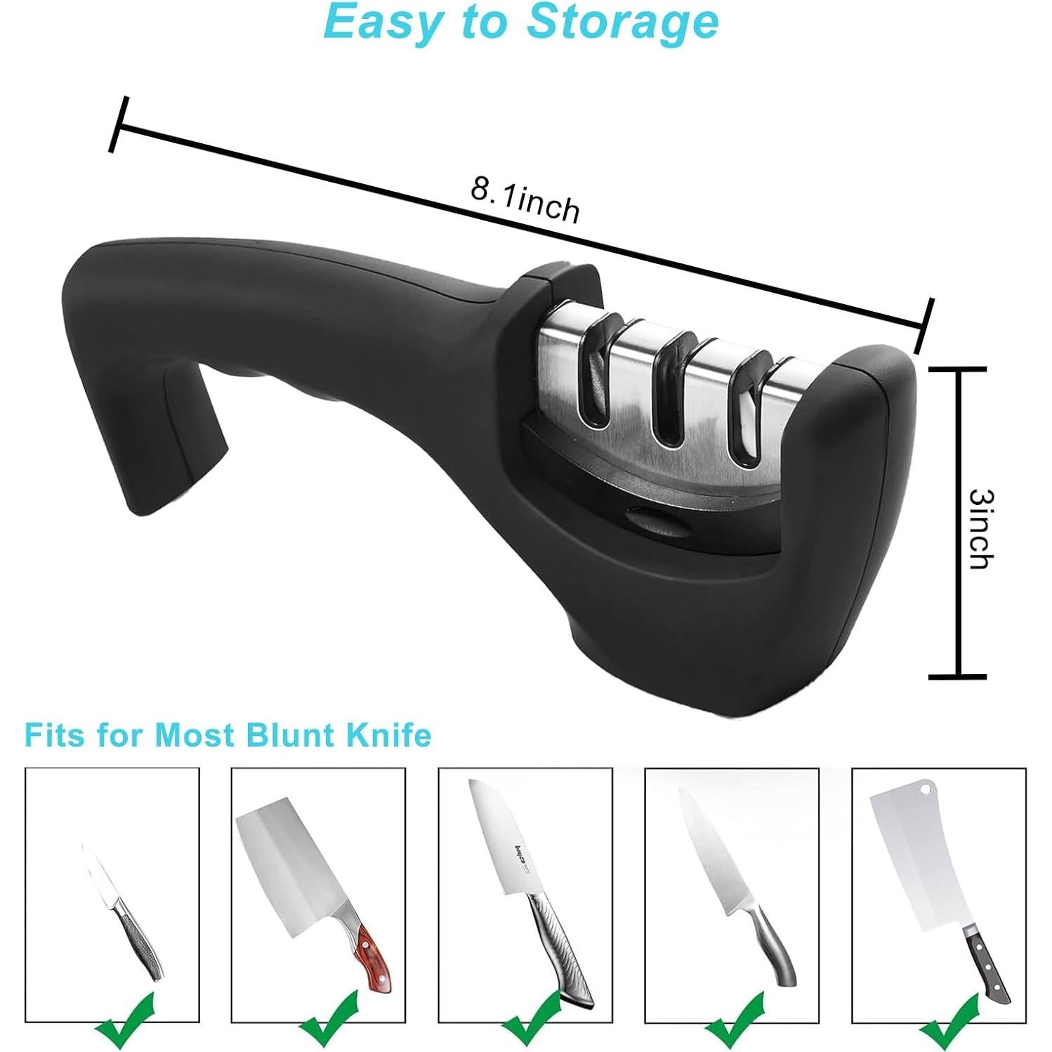 Afilador de cuchillos de cocina XYJNYO 3 etapas negro