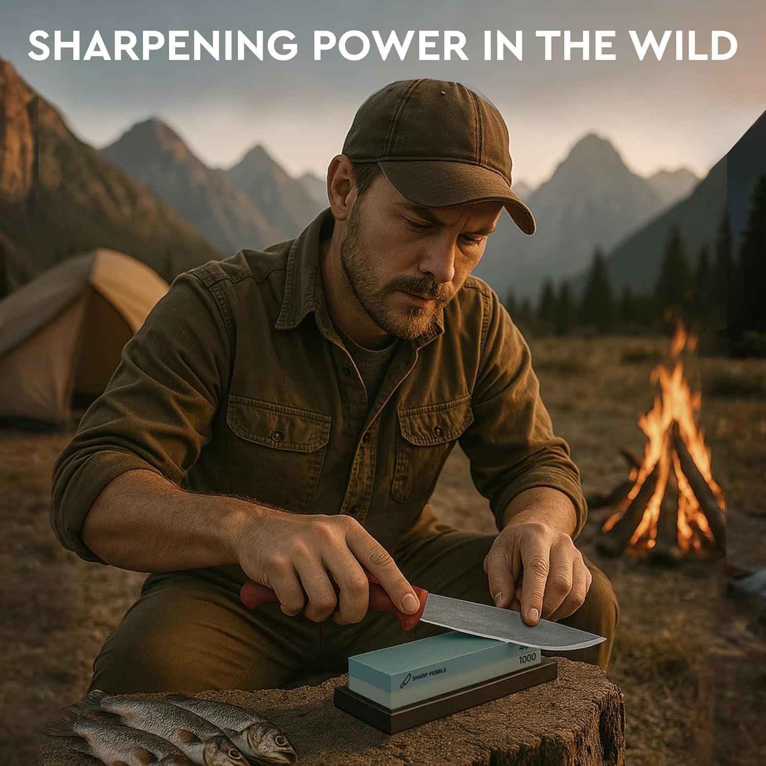 Piedra de Afilado Sharp Pebble 400/1000 con Base Antideslizante