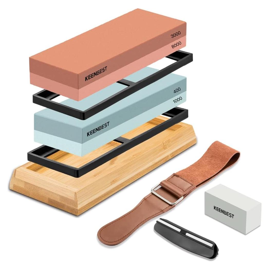 Juego de piedras de afilar KEENBEST 2 lados Grit 400/1000 y 3000/8000