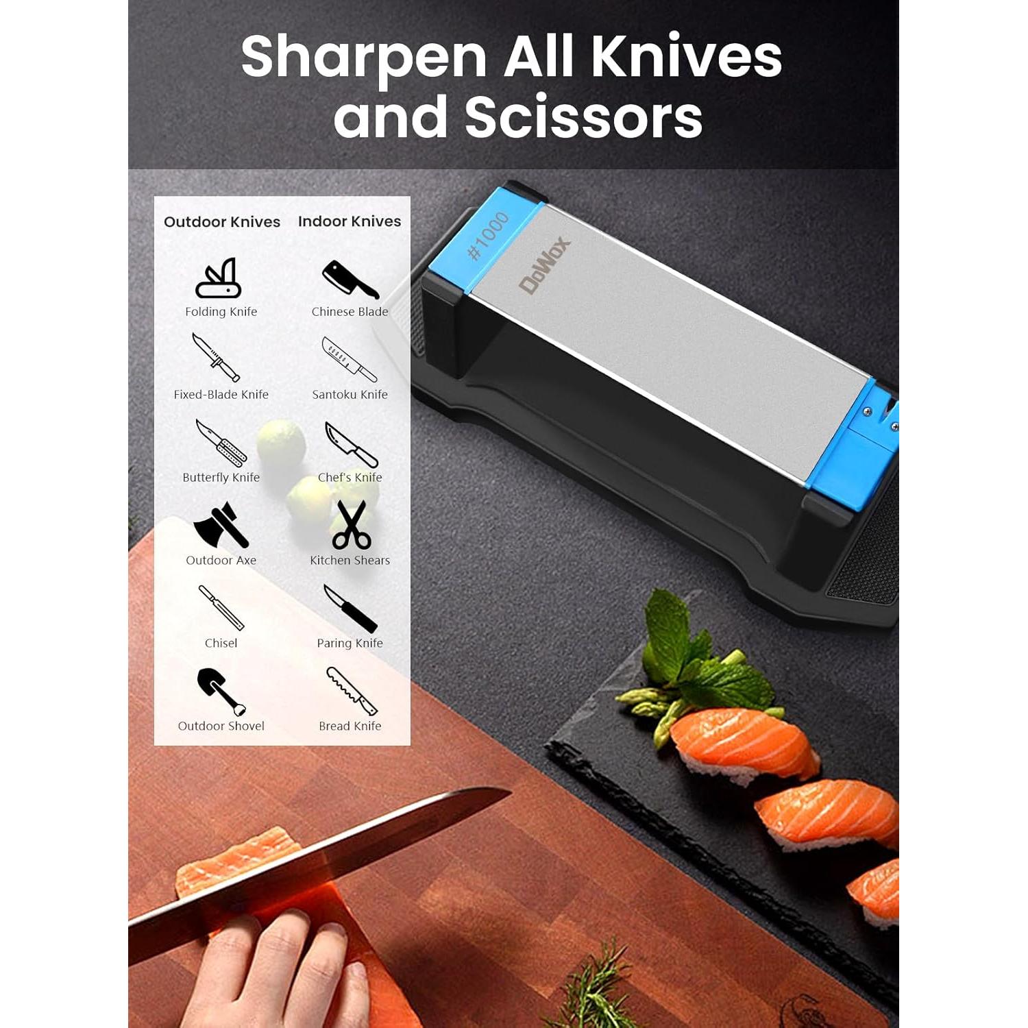 Kit Afilador de Cuchillos DOWOX 4 en 1 con Piedra de Diamante
