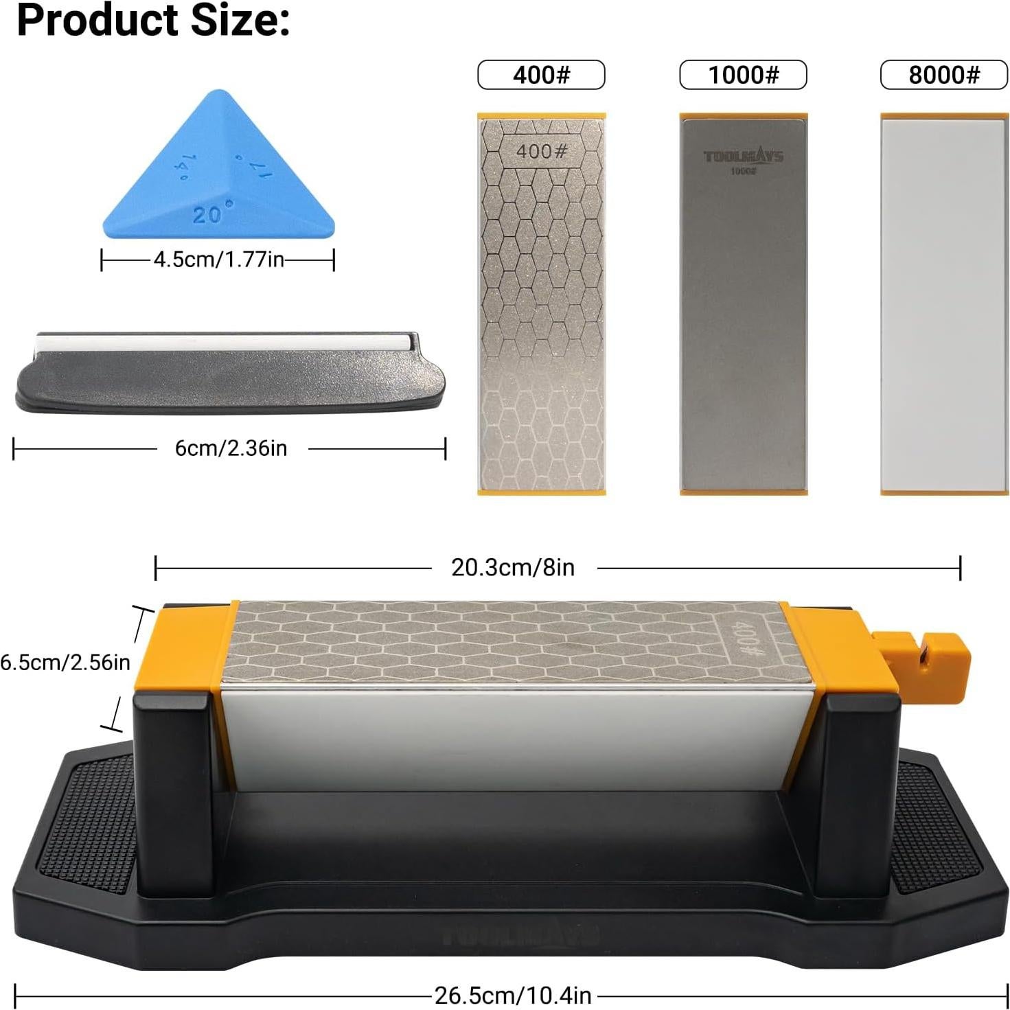 Piedra de Afilar 3 Lados TOOLMAYS Grano 400/1000/8000