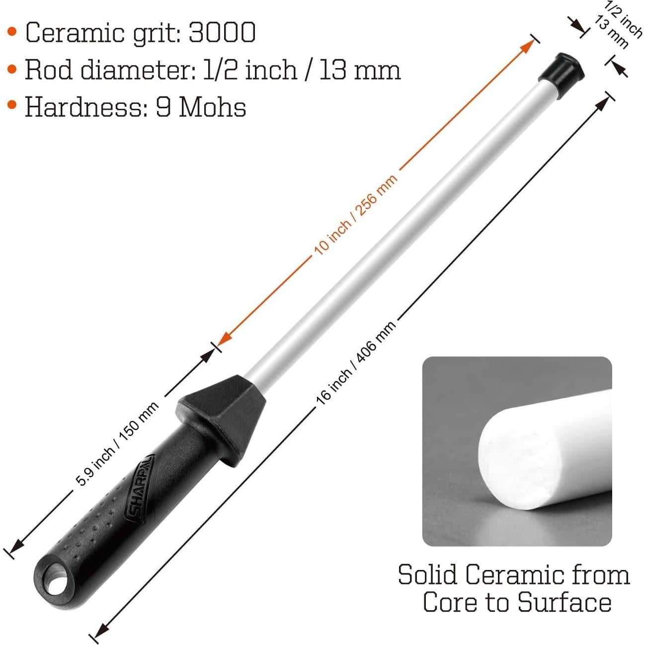 Varilla de Afilado Cerámica SHARPAL 118H con Guía de Ángulo