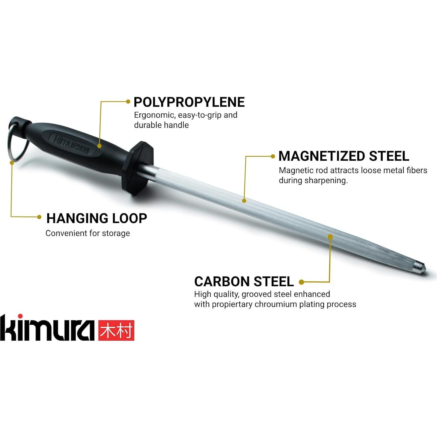 Varilla de Afilado Kimura 25.4 cm Acero al Carbono Ergonómico