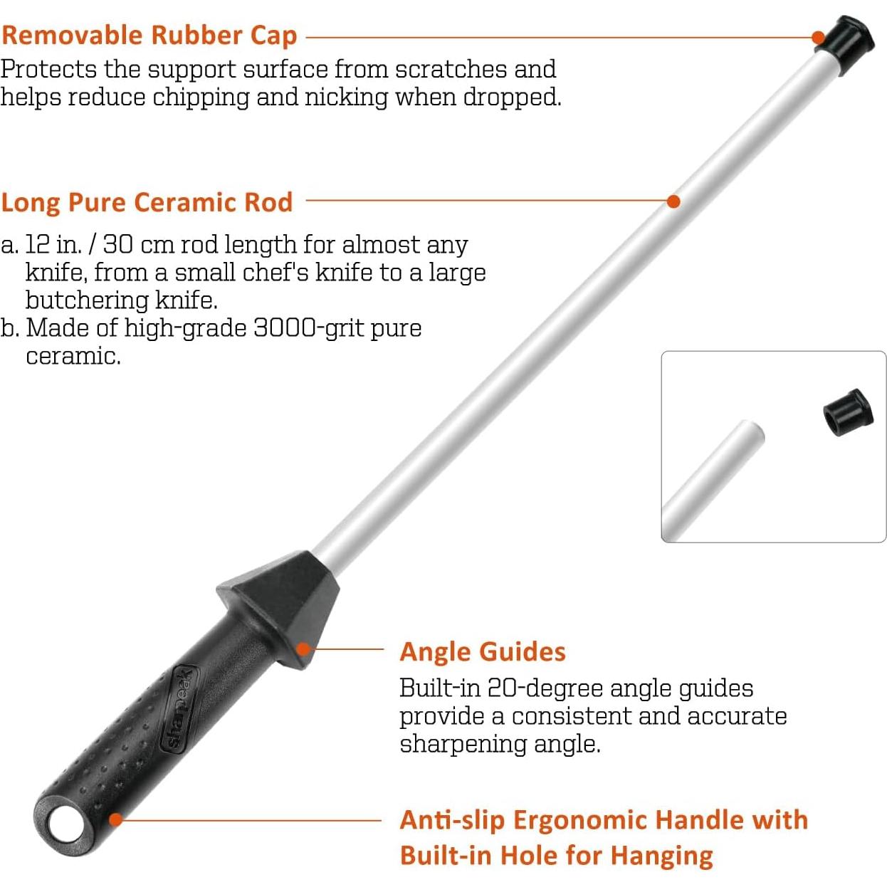Afilador de Cuchillos Cerámico Sharpeak 17.5" con Guías
