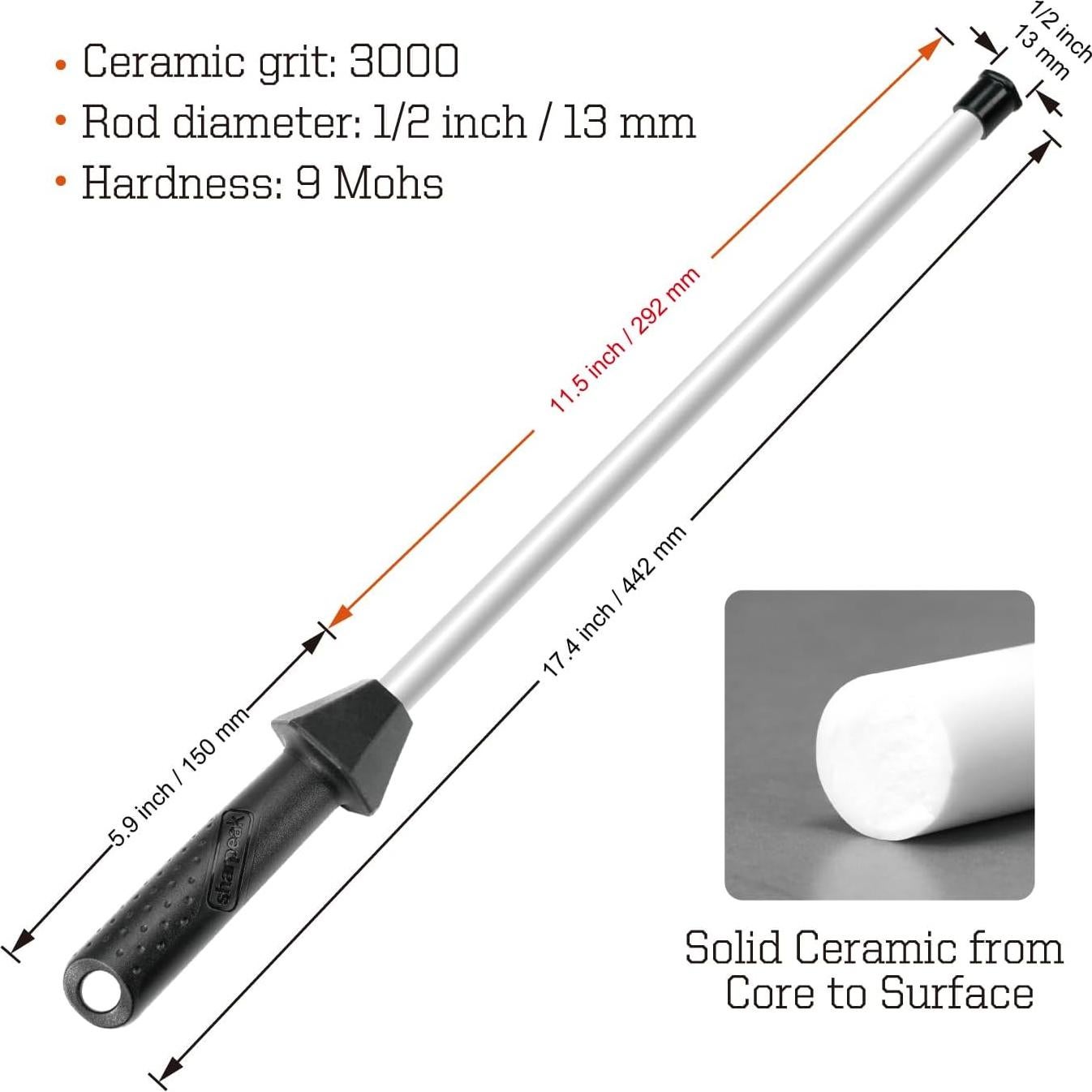 Afilador de Cuchillos Cerámico Sharpeak 17.5" con Guías