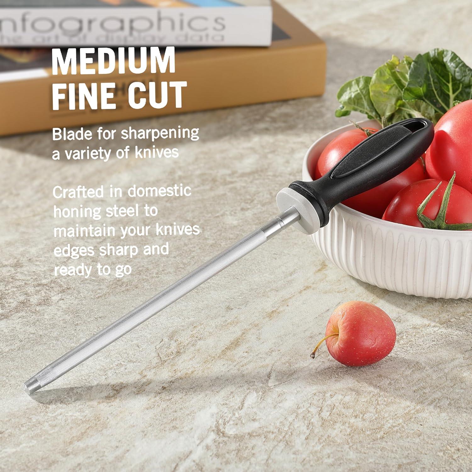 Afilador de cuchillos Little Cook 30 cm acero inoxidable negro