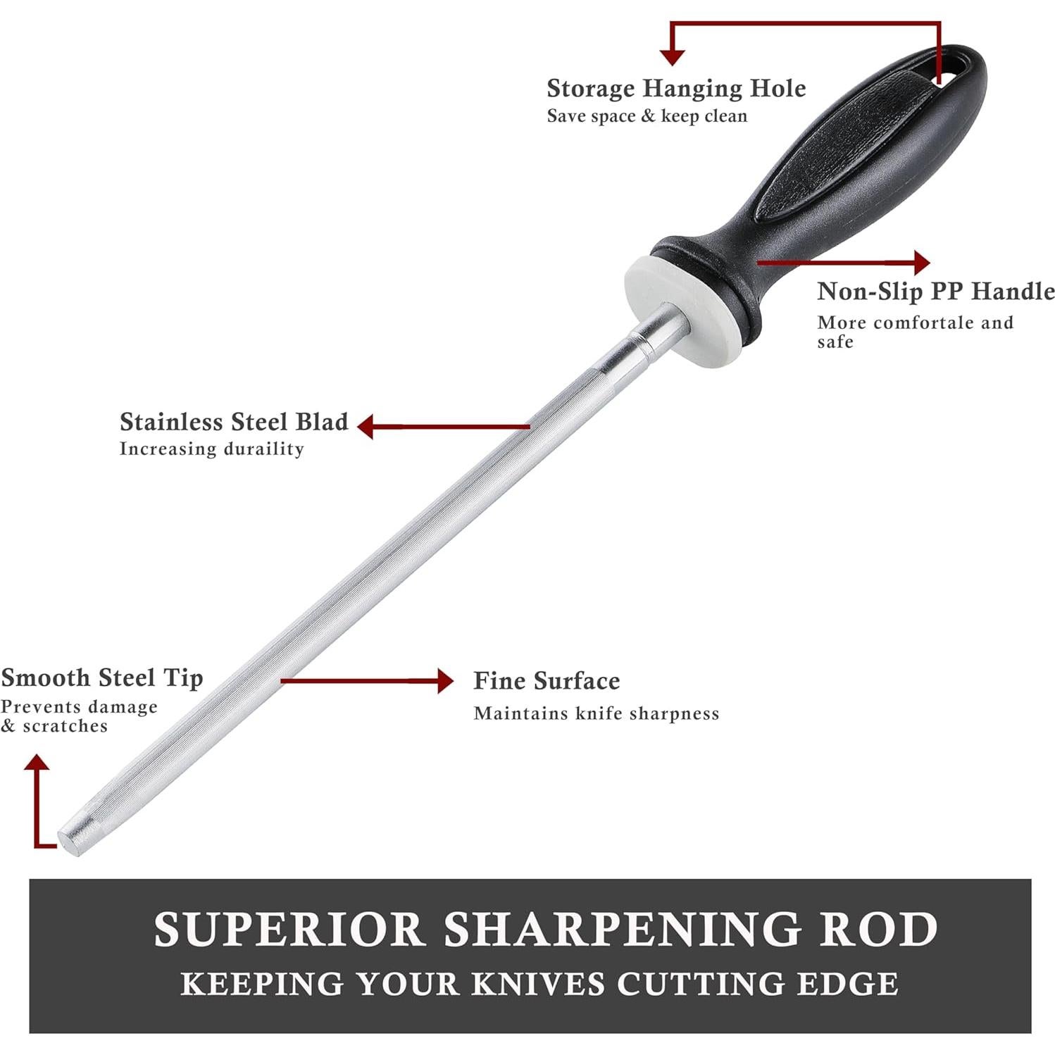 Afilador de cuchillos Little Cook 30 cm acero inoxidable negro