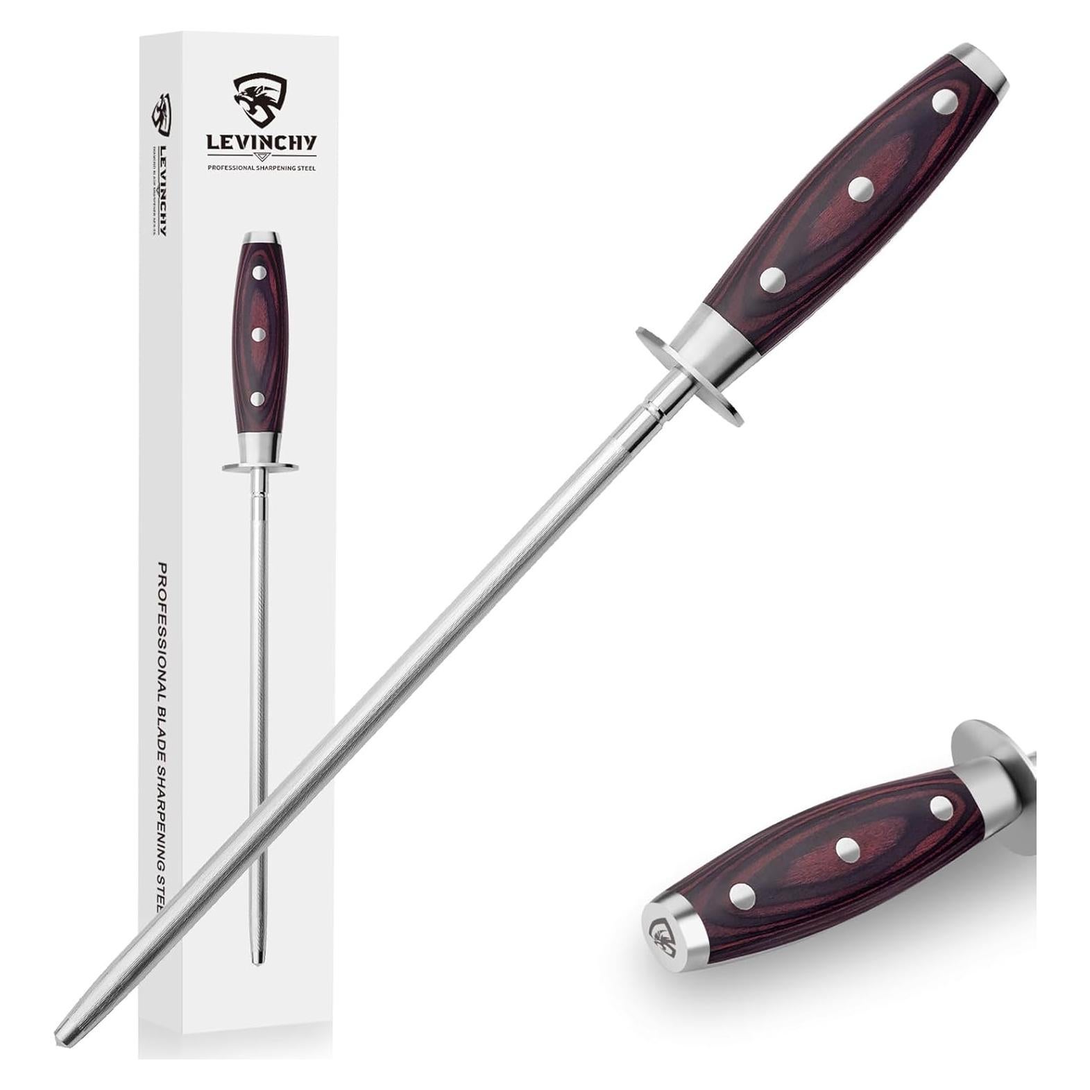 Varilla de Afilar LEVINCHY 25.4 cm Acero al Carbono Pakkawood