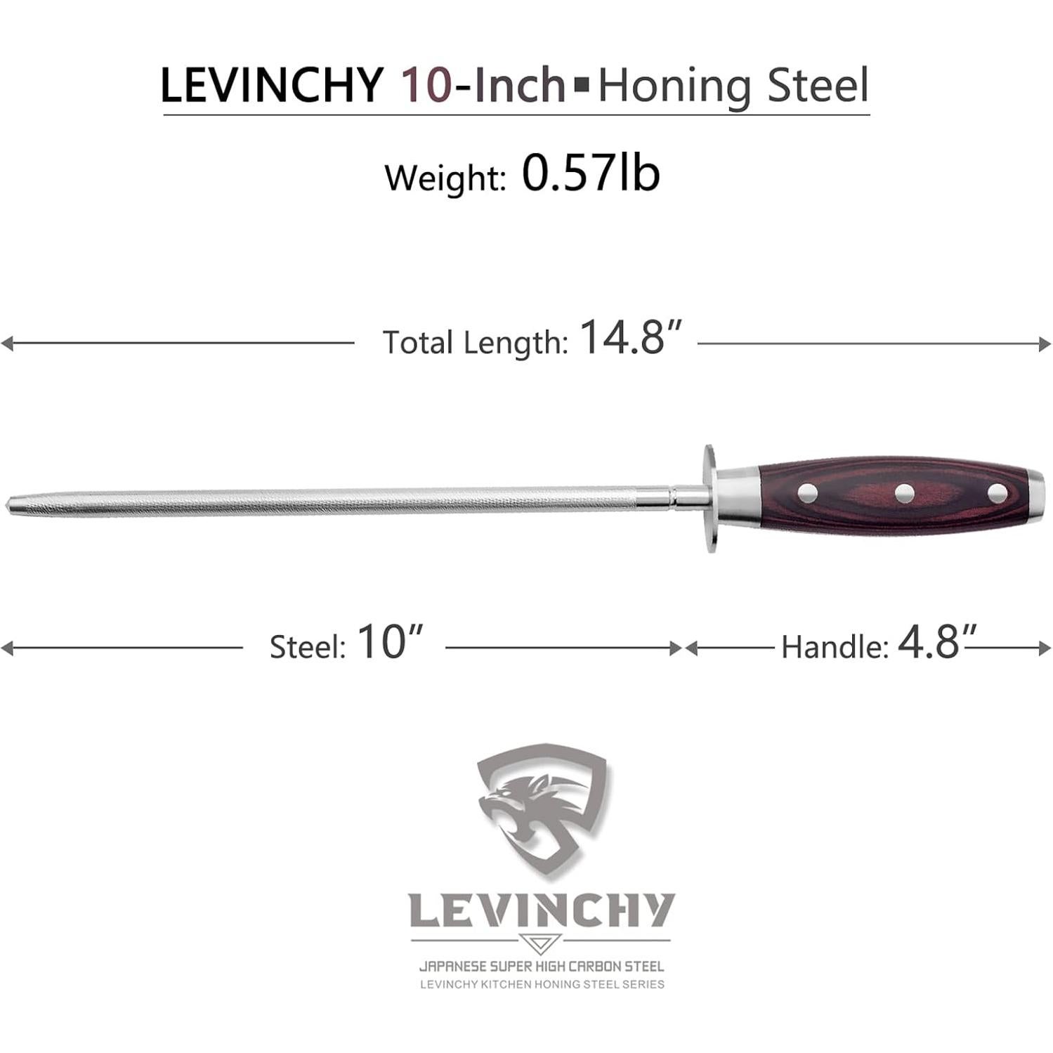 Varilla de Afilar LEVINCHY 25.4 cm Acero al Carbono Pakkawood