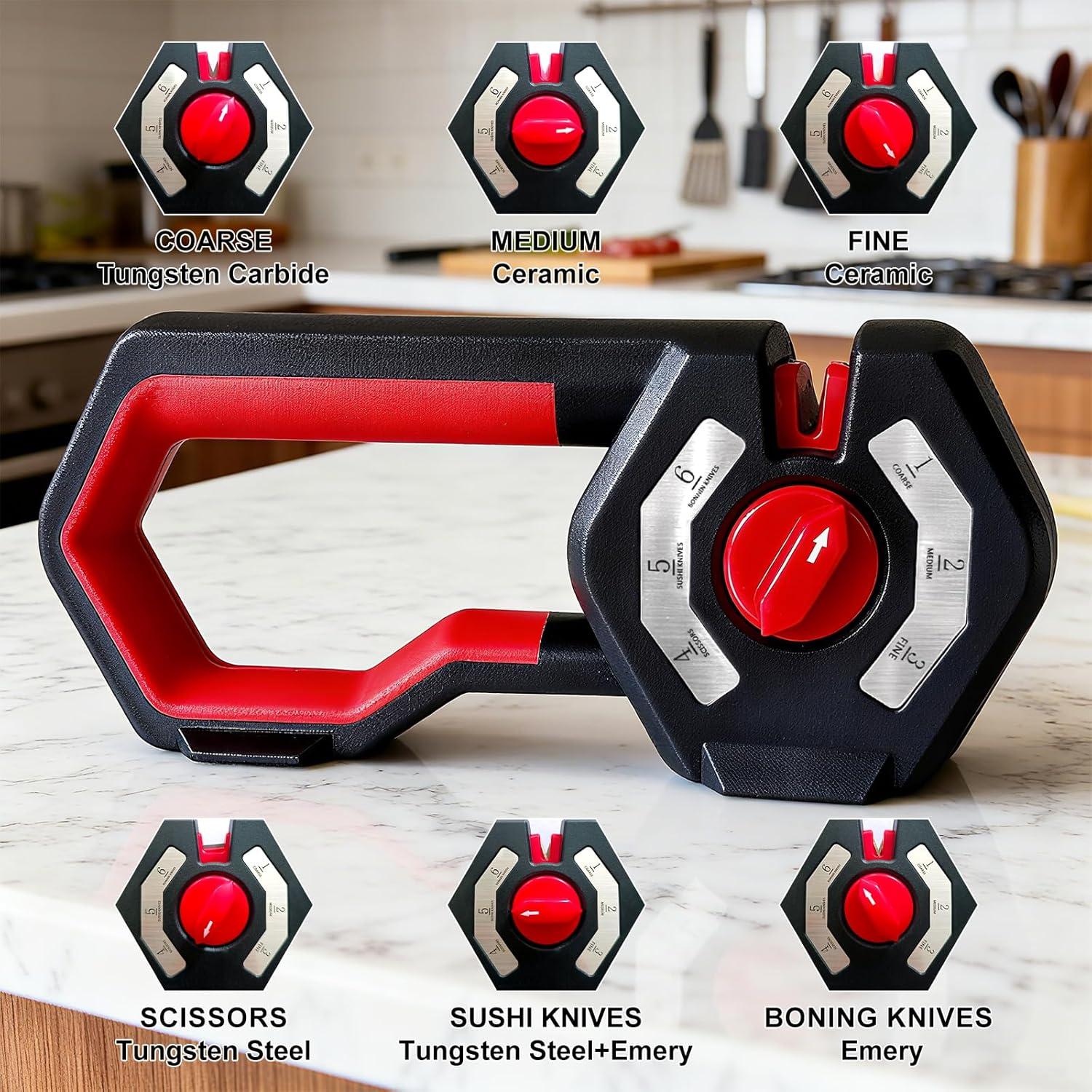 Afilador de cuchillos 6 en 1 MoonWinks con base antideslizante