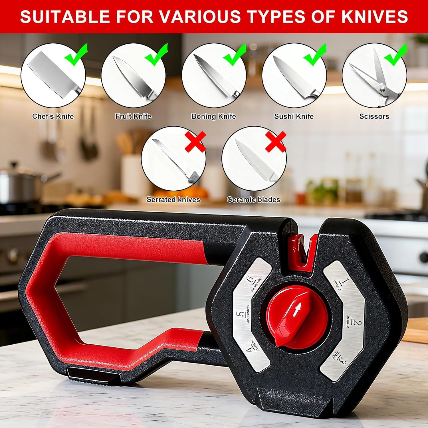 Afilador de cuchillos 6 en 1 MoonWinks con base antideslizante