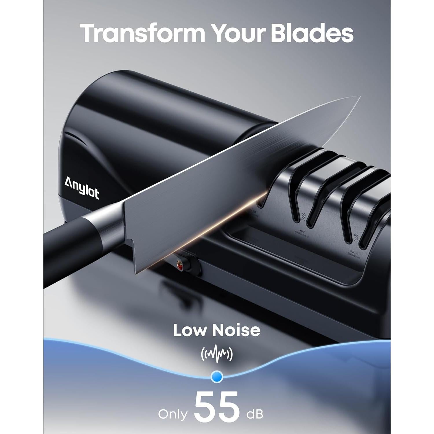 Afilador de cuchillos eléctrico Anylot 3 etapas diamante 20°