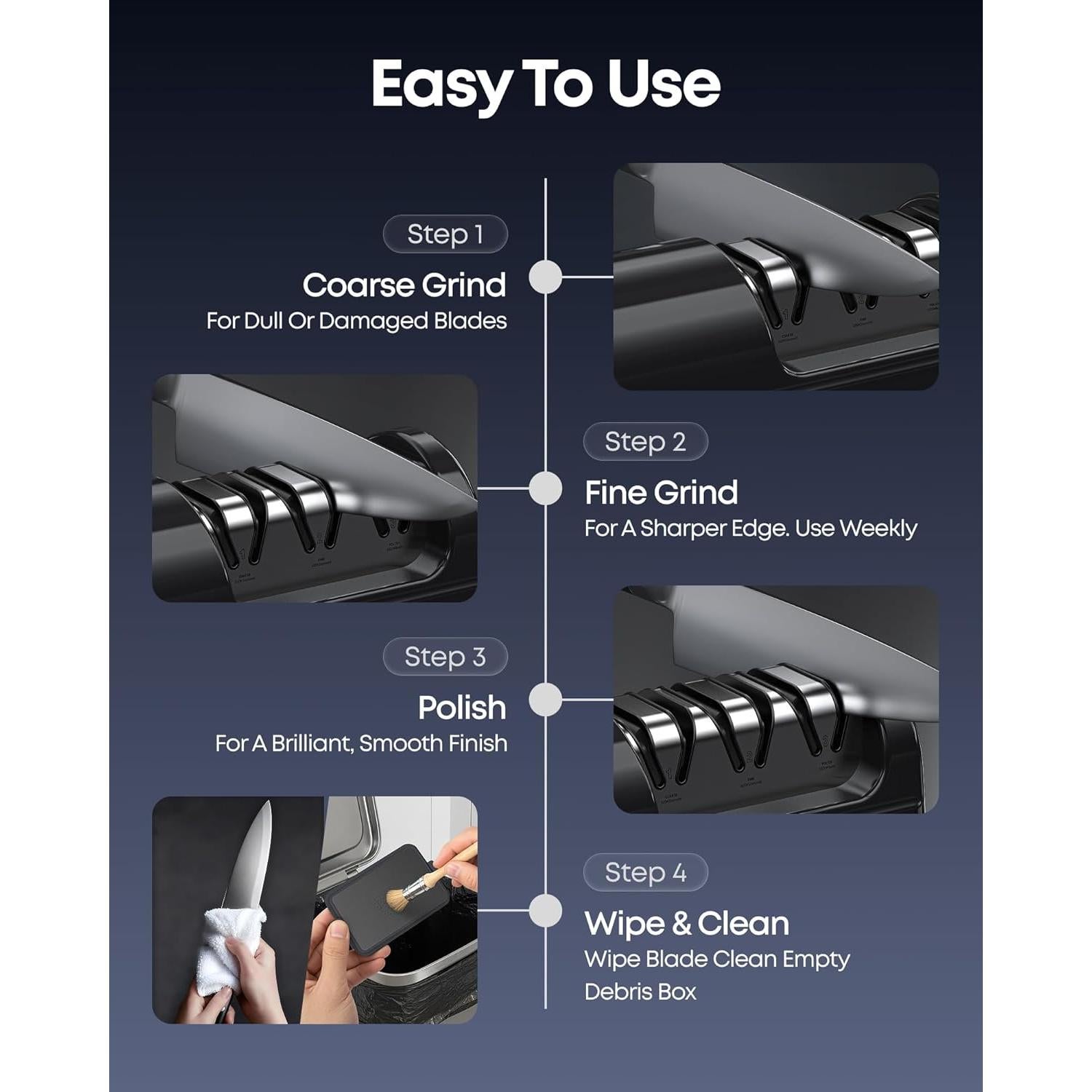 Afilador de cuchillos eléctrico Anylot 3 etapas diamante 20°