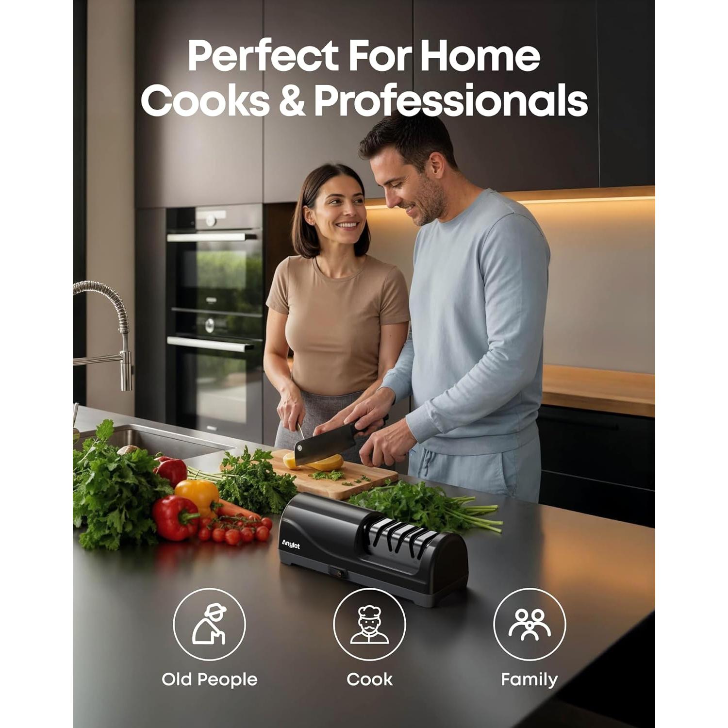 Afilador de cuchillos eléctrico Anylot 3 etapas diamante 20°