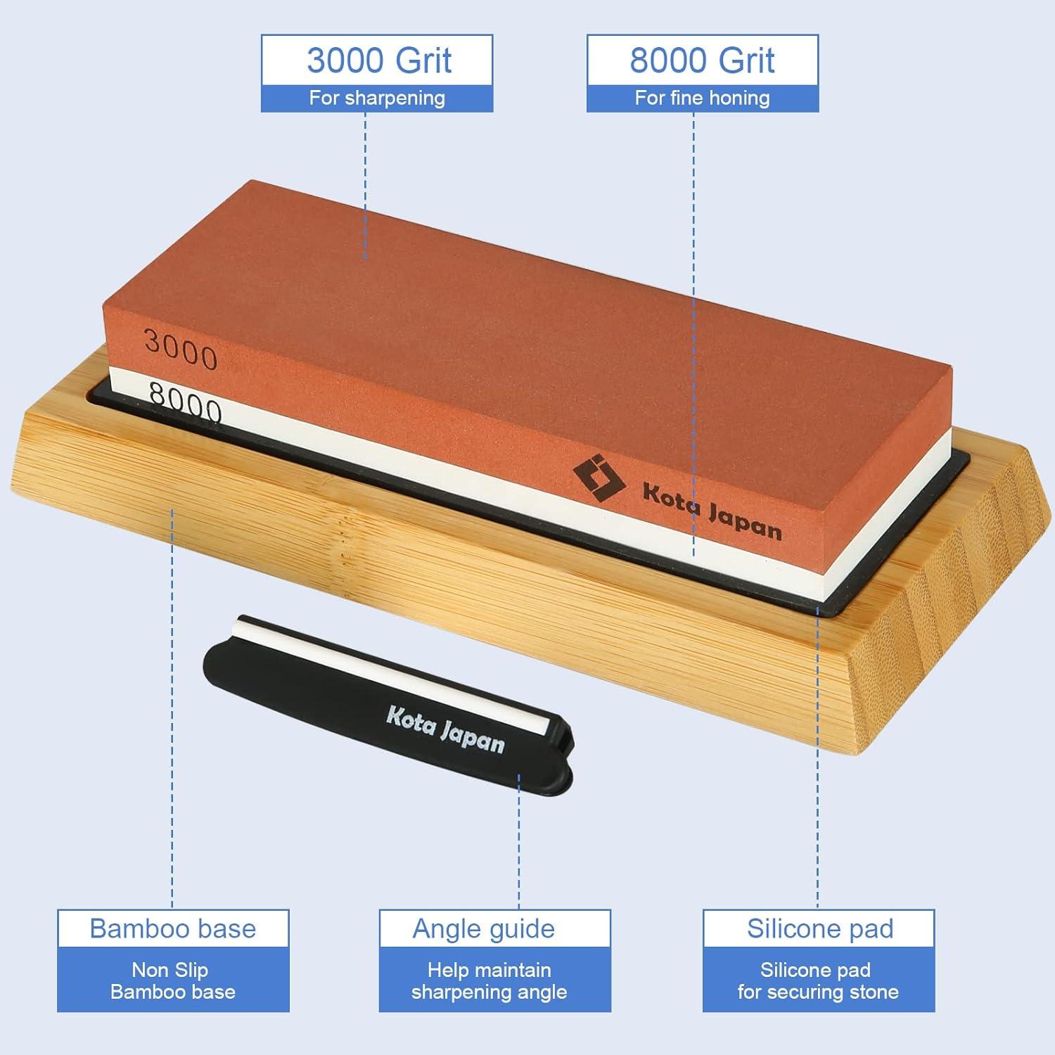 Piedra de Afilar Doble Cara Kota Japan 3000/8000 con Base de Bambú
