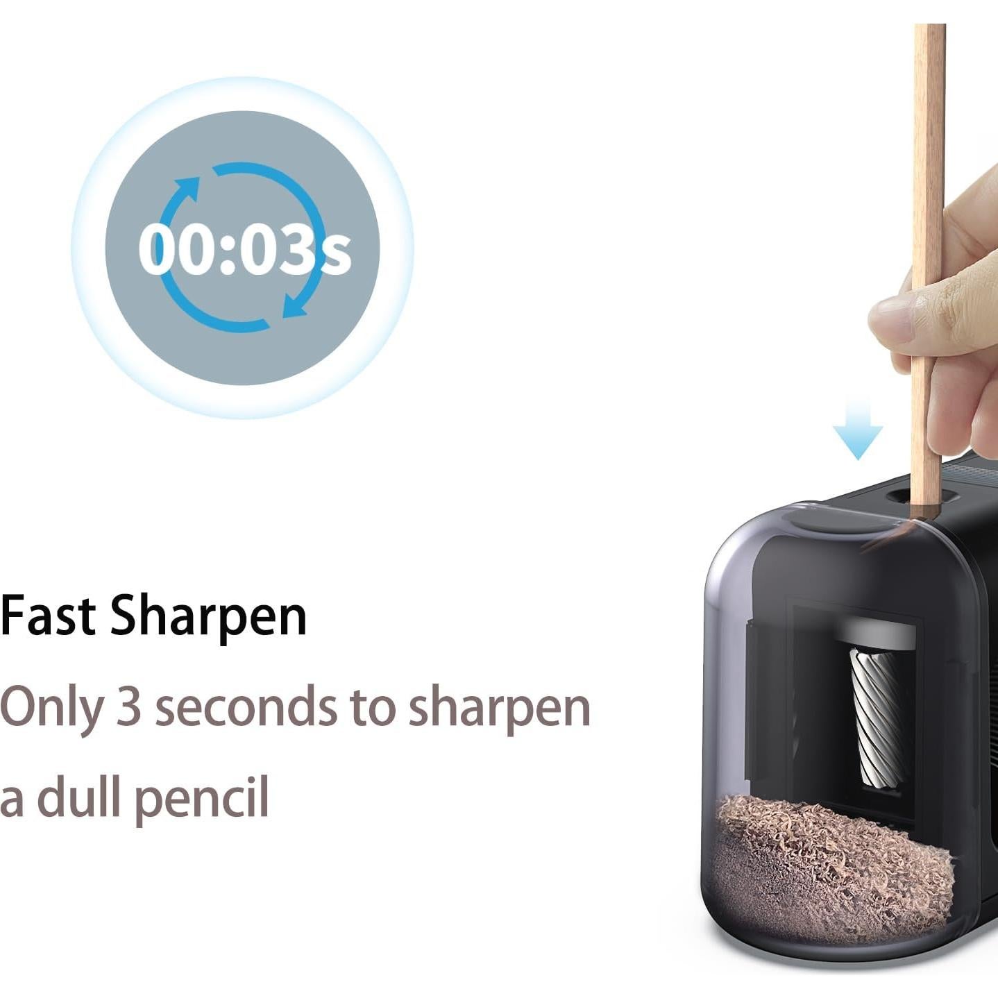 Sacapuntas Eléctrico Portátil LKTOBS Negro para Lápices 6-8mm