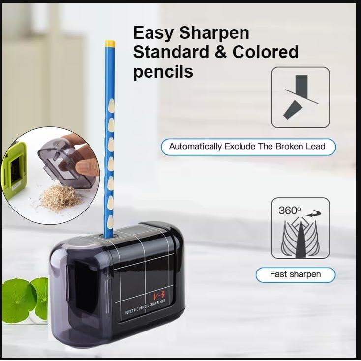 Sacapuntas Eléctrico Portátil LKTOBS Negro para Lápices 6-8mm