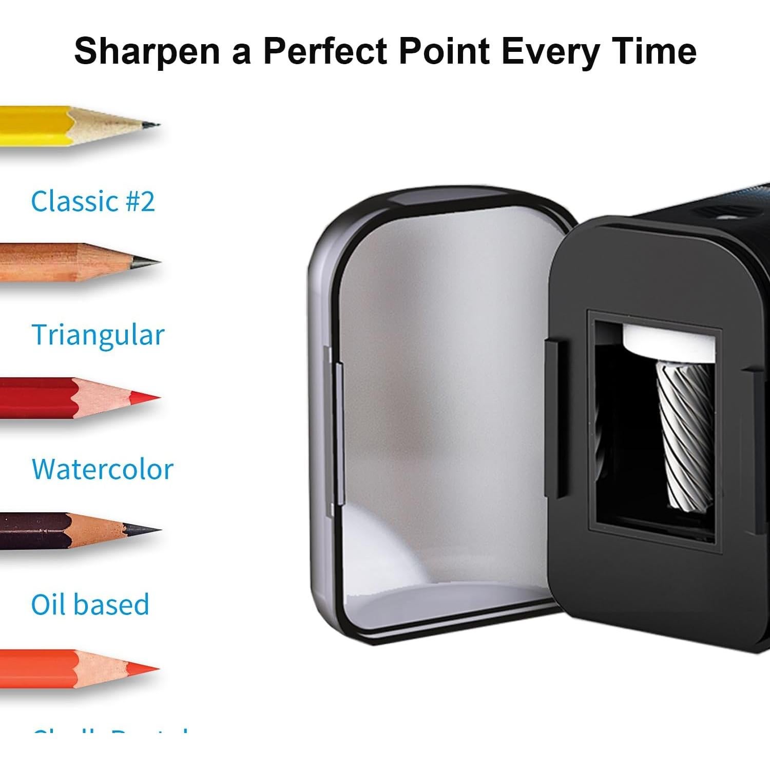 Sacapuntas Eléctrico Portátil LKTOBS Negro para Lápices 6-8mm