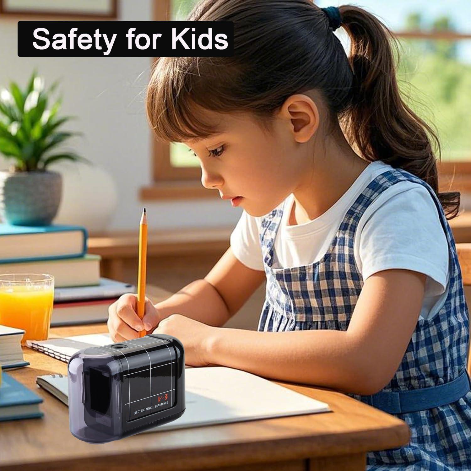 Sacapuntas Eléctrico Portátil LKTOBS Negro para Lápices 6-8mm