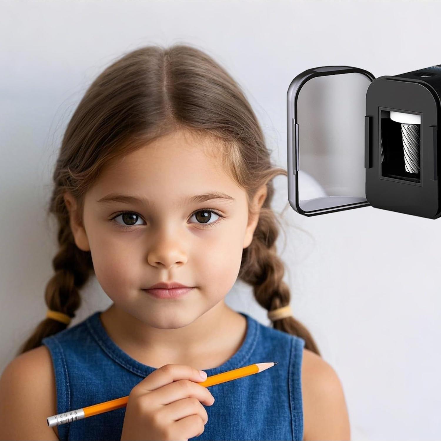 Sacapuntas Eléctrico Portátil LKTOBS Negro para Lápices 6-8mm