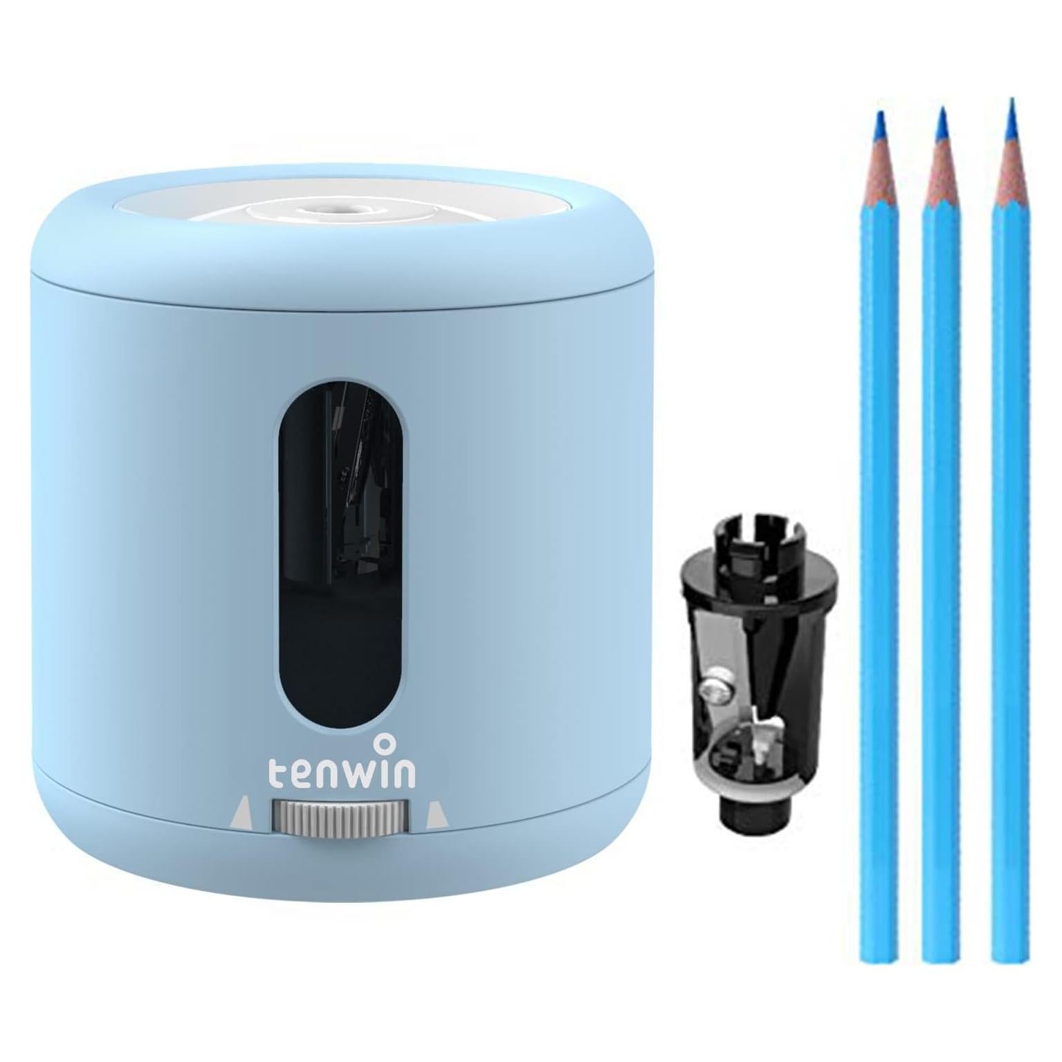 Sacapuntas eléctrico Tihoo portátil azul para lápices 6-8mm